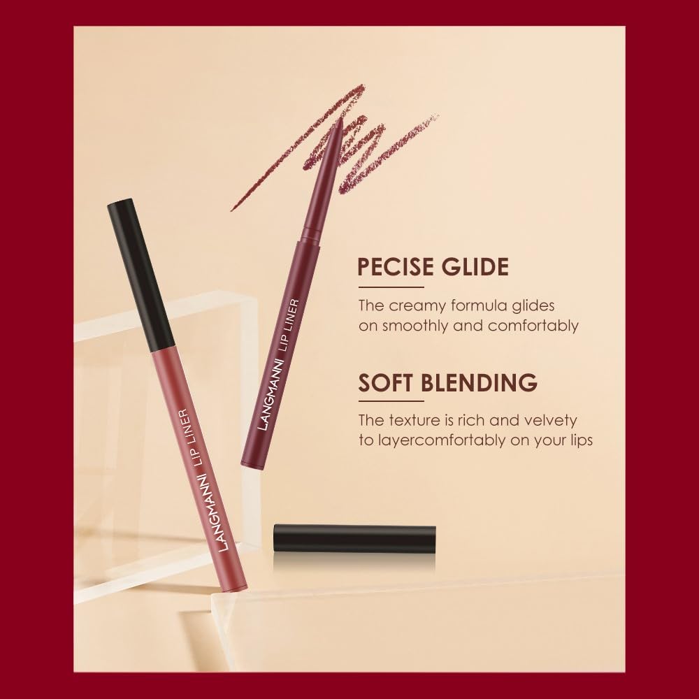 LANGMANNI 4pcs Matte Lipstick with Lipliners Durable Makeup Set,Long-Lasting Non-Stick Cup Not Fade Waterproof Pigmented Velvet Lipgloss Kit Beauty Cosmetics Makeup Gift for Girls(#3+4+6+12)
