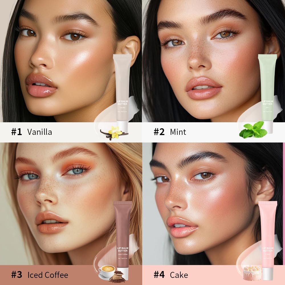 Summer Butter Lip Balm, Moisturizing Hydrating Natural Lip Care, Rich in Nutrients for Soft Smooth Lips (Iced Coffee)