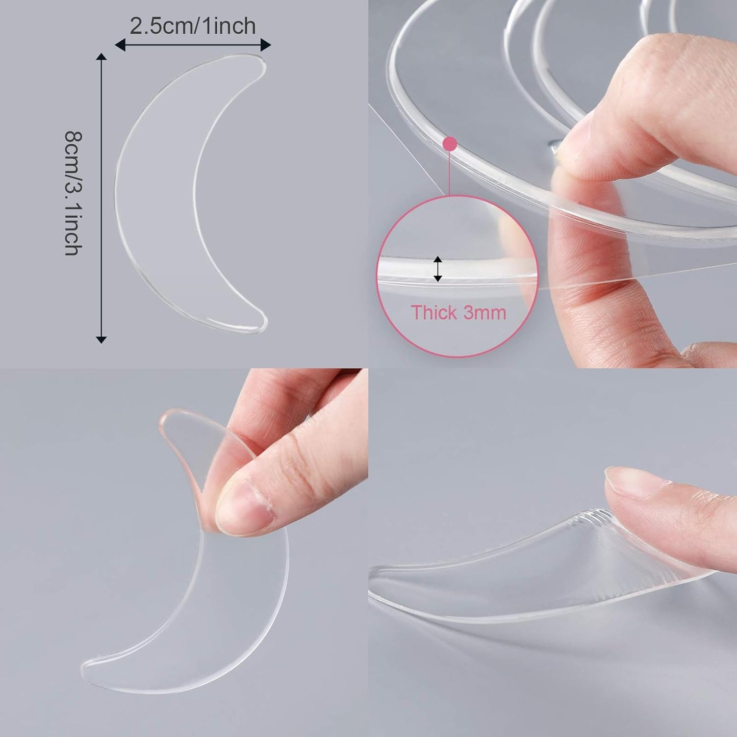 Syhood 12 Pieces Silicone Eye Wrinkle Pads Anti Aging Silicone Pads Reusable Reduce Skin Wrinkles Under Eye Patches Cleavage Pads for Mouth and Eyes(Transparent)