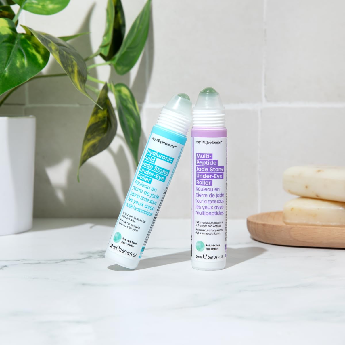 masque BAR My Ingredients Hydrating Under Eye Serum with 360° Jade Stone Roller (Hyaluronic Acid)