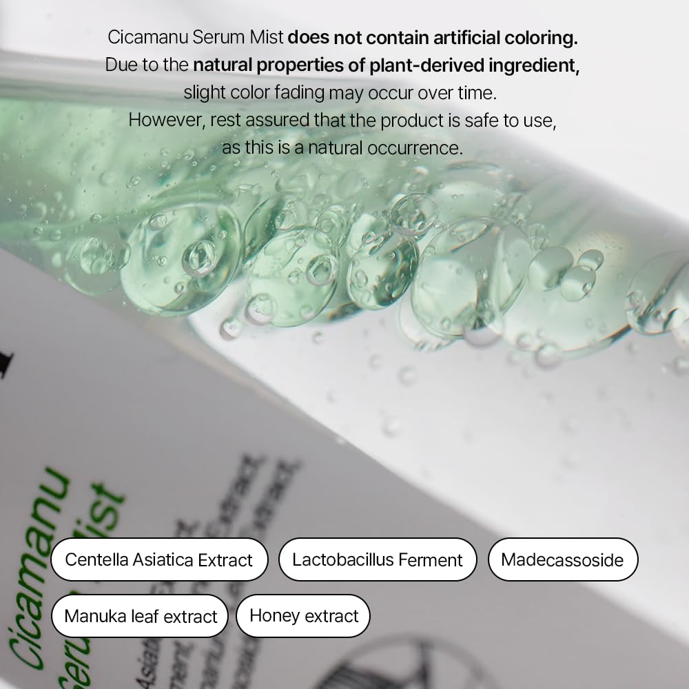 Parnell Cicamanu Serum Mist - Centella Asiatica, Hyaluronic Acid, Ceramide, LHA, Balancing Oil, Moisturizing and Soothing for Radiant Skin (1.69 Fl Oz / 50ml)