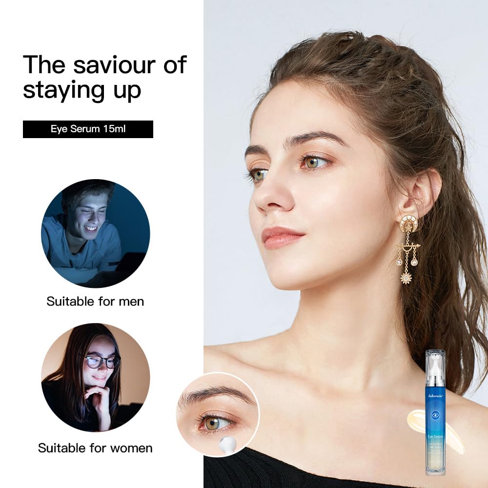 5% Caffeine Eye Cream, Eye Roller Serum with 360° Massage Ball, Dark Circles Under Eye Treatment Under Eye Cream, Eye Cream For Puffiness and Bags Under Eyes, Reduce Wrinkles, Bags under eyes.