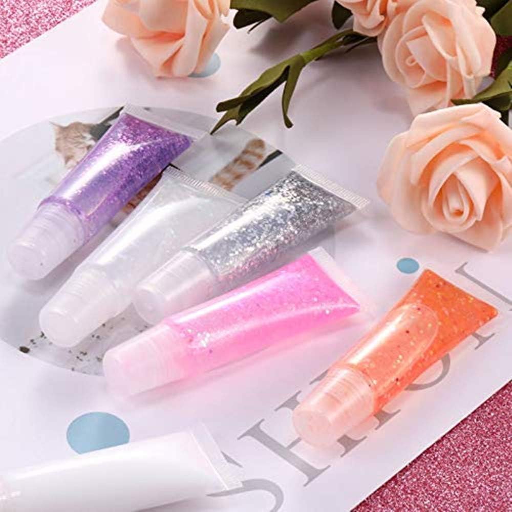 JIAKAI 10ml Mini Clear Refillable Empty Tubes Lip Gloss Balm Container,Soft Tubes Makeup Box,Shampoo Samples Empty Tubes with Screw Cover (20pcs)