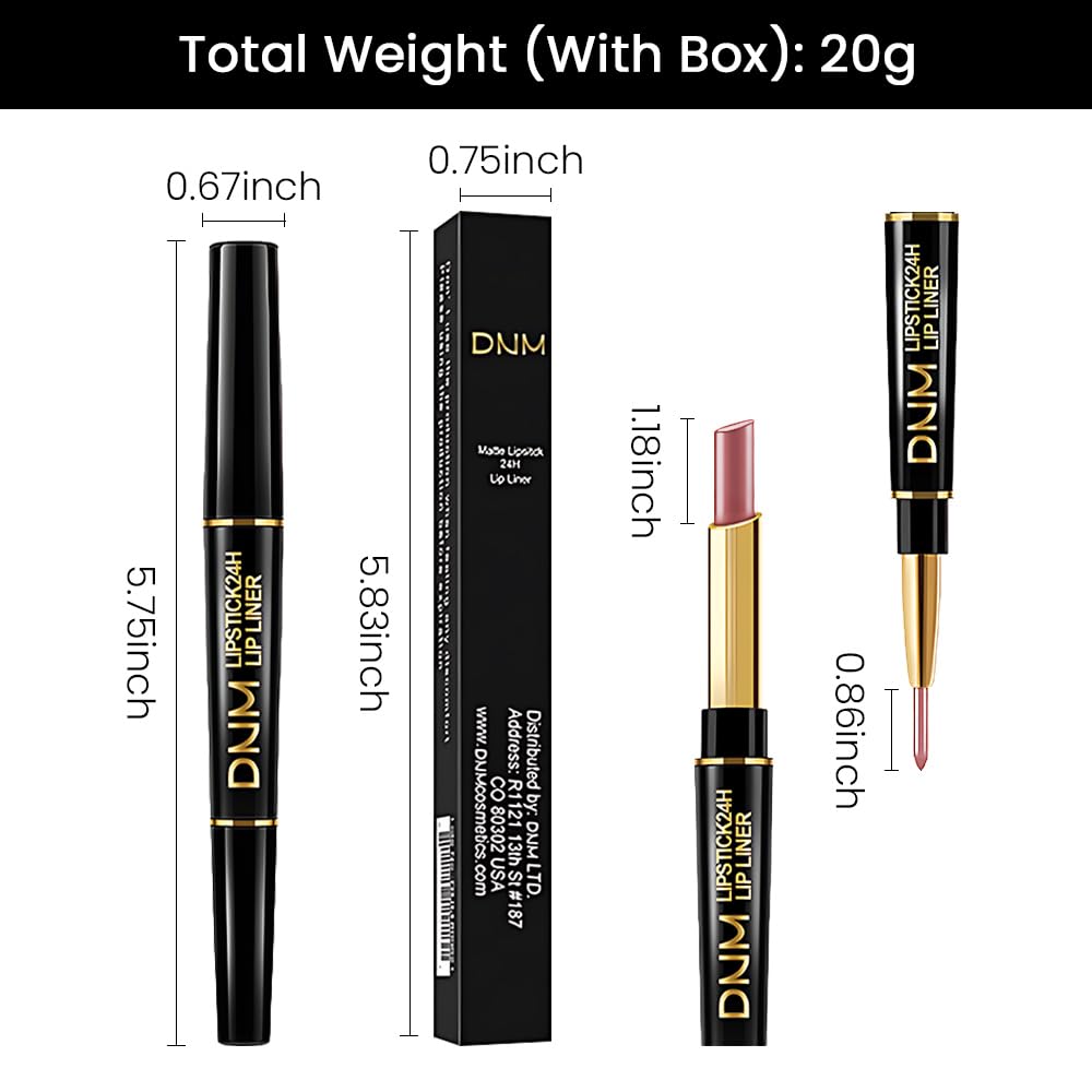 evpct 1Pcs Rose Nude Pink Metallic Shine Shimmer Lip Liner and Lipstick Combo Set Kit for Women, Lightweight Hydrating Formula High Impact Full Coverage Lipstick and Lip Liner Makeup Gloss, 17#