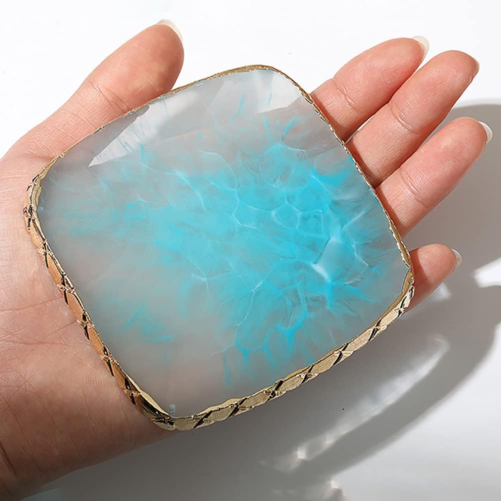 Square Nail Art Palette Painting Makeup Palette Tray Cosmetic Nail Gel Polish Colors Mixing Pallet Blue