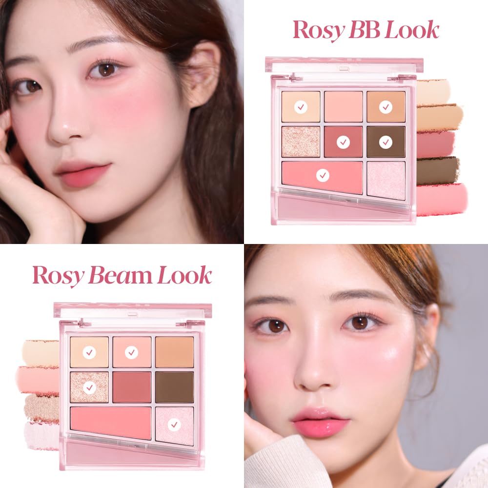 Espoir Real Eye Palette All New #3 Rosy BB 0.2 oz | Multi-Use Long-Lasting Blendable 8 Colors Natural Glitter Soft veil matte Makeup Eyeshadow Palette for Various Makeup Looks | Korean Makeup