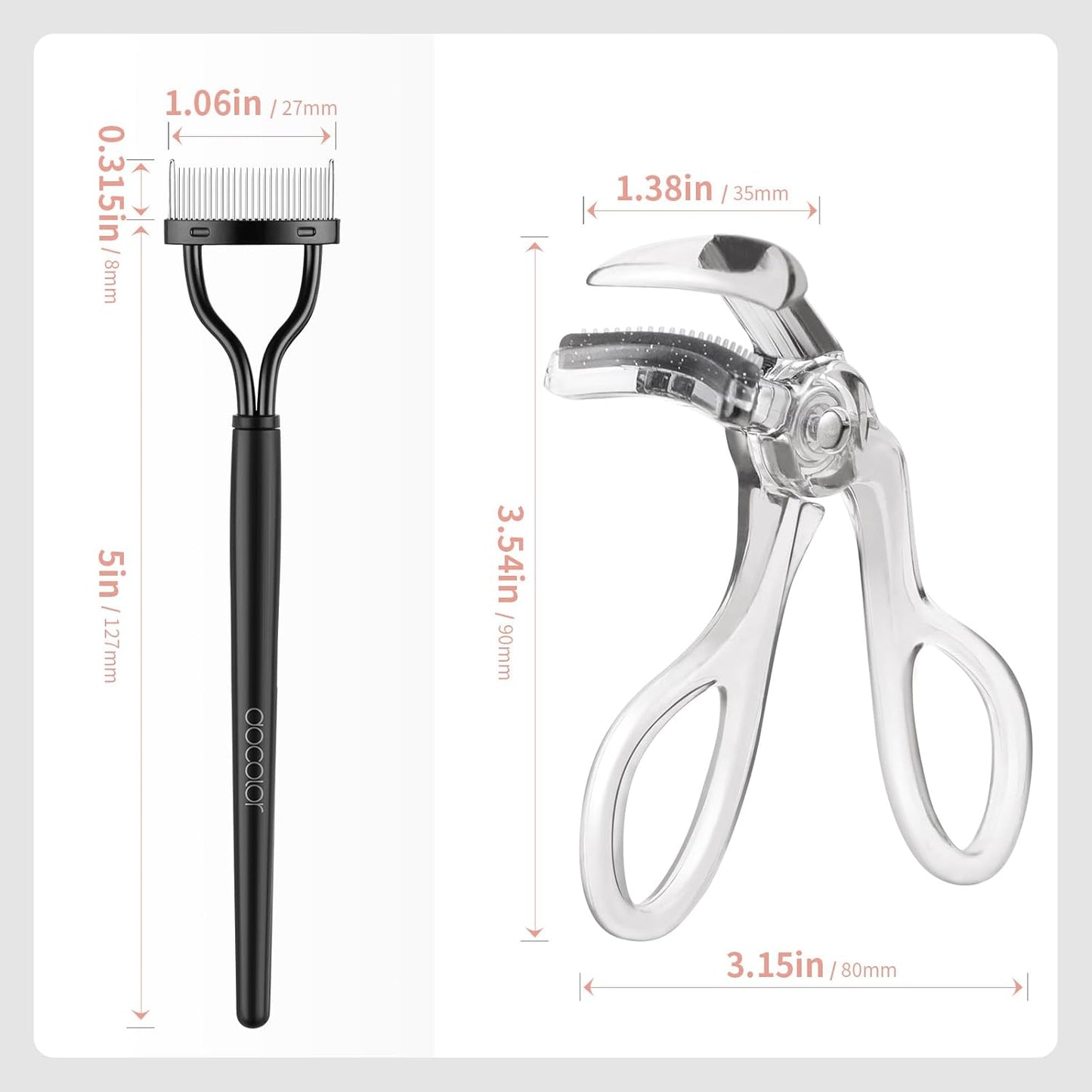 docolor Eyelash Curler with Eyelash Comb, Lash Curler with Silicone Refill Pads Suitable for all eye shapes Curl up to one day Easy to operate No Pinching or Pulling eyelash Eye Makeup Tool