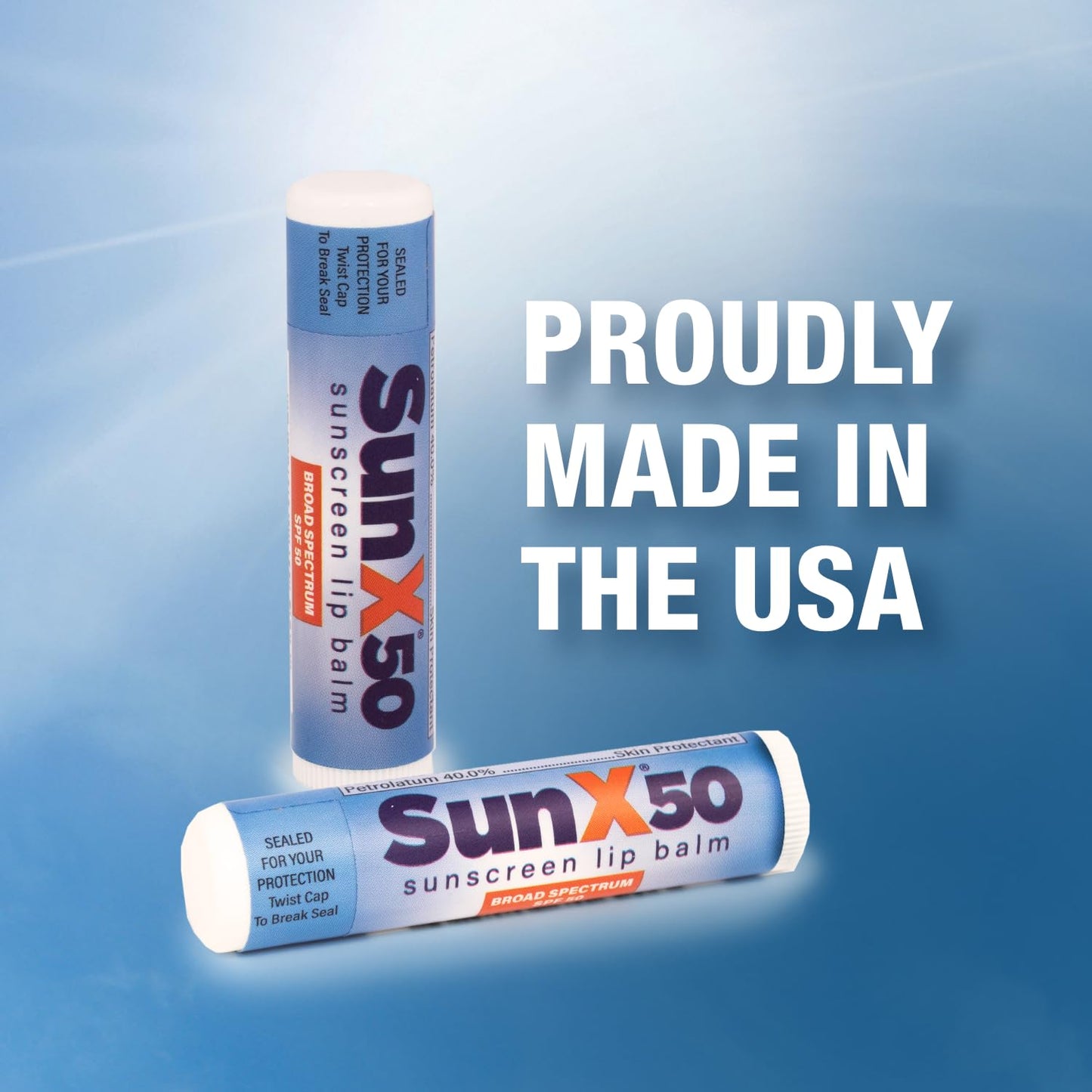 CoreTex Sun X 50 Lip Balm SPF 50 - Pack of 4 Broad Spectrum Sunscreen Lip Balms (Protects Against UVA/UVB Rays) - Water Resistant Up to 80 Minutes and Free of Parabens & Oxybenzone
