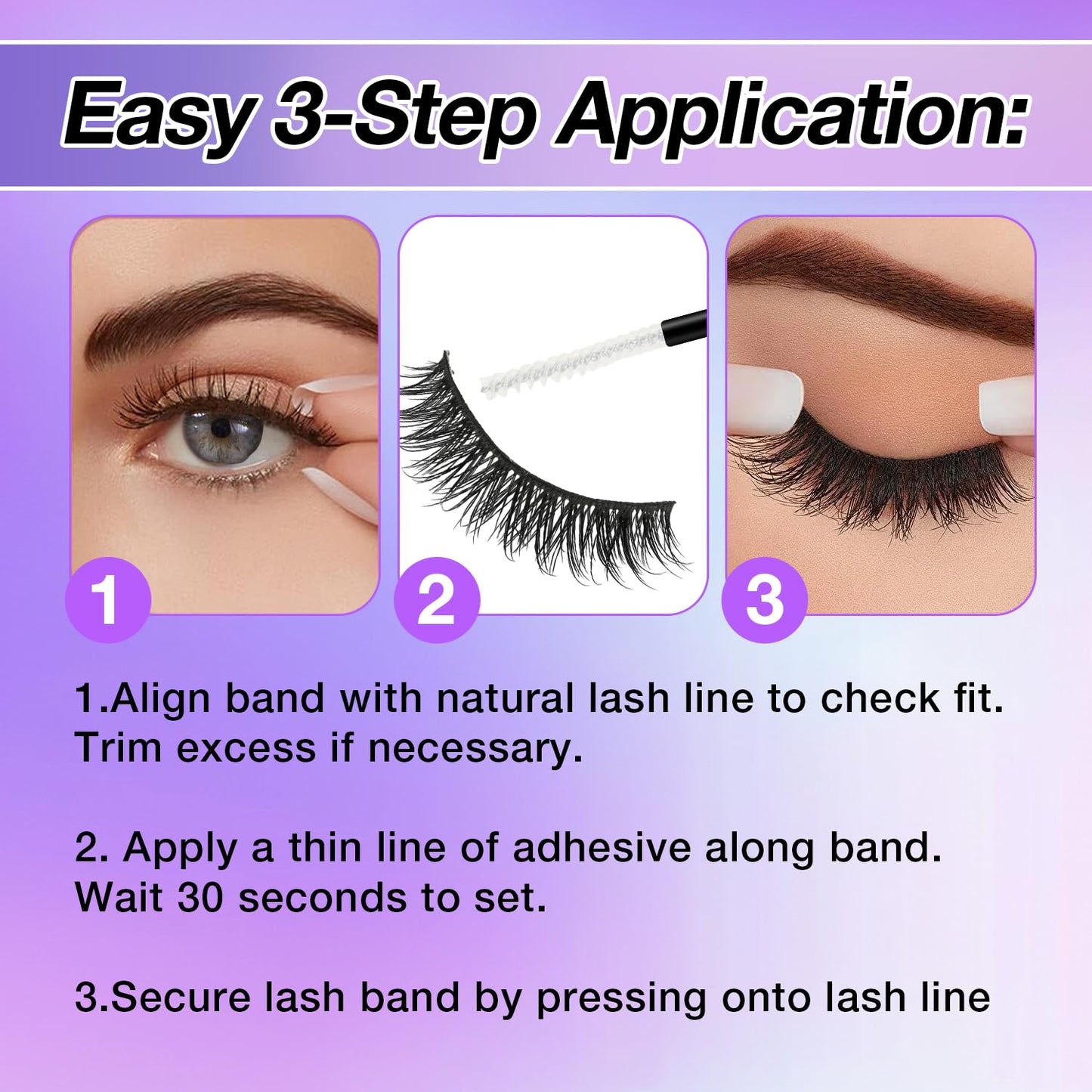 Wispy False Eyelashes Kit With Bond, Seal and Tweezer, 7 Pairs Natural Look Fake Cat Eye Lashes Strips Thin Band Extensions Waterproof Easy Eyelashes for Beginners RQ45