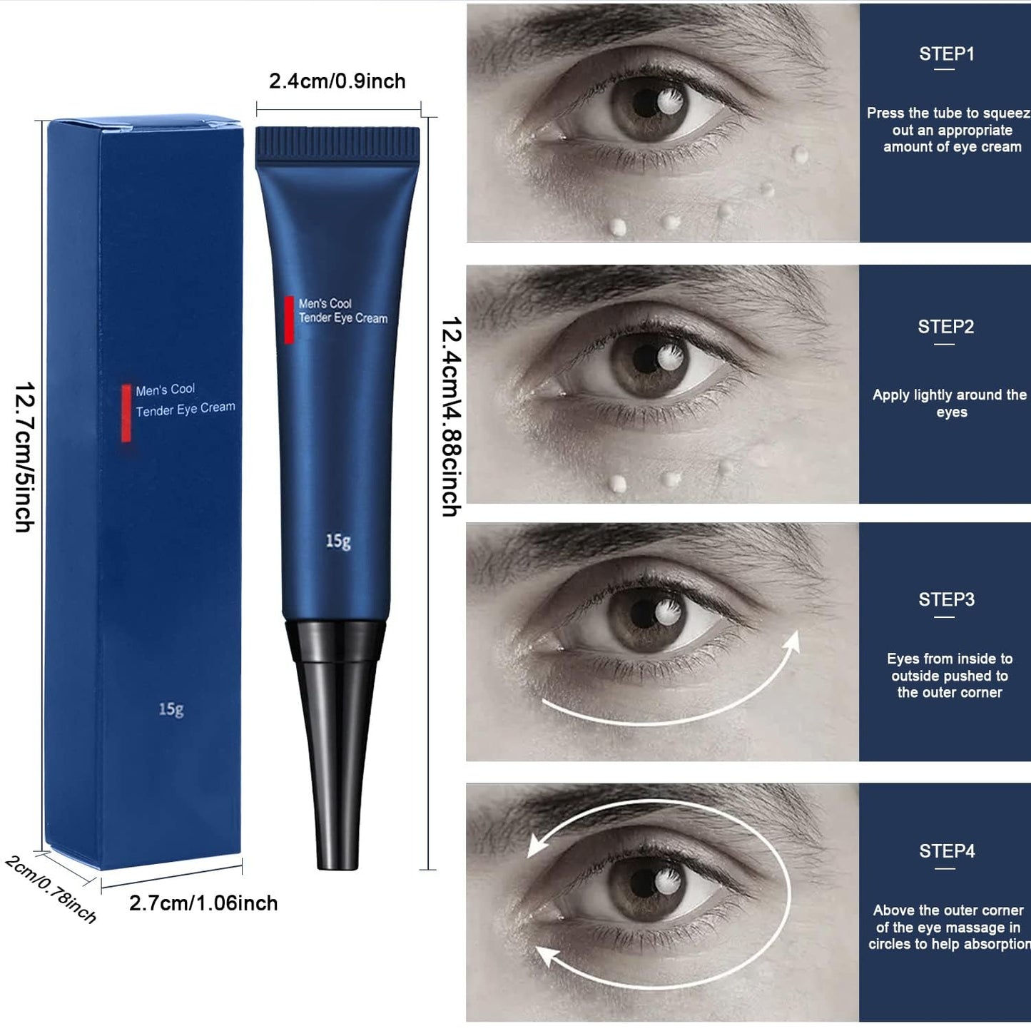 Men Eye Cream Anti Aging,Himse Awaken Peptide Depuffing Eye Gel,Men's Moisturizing Eye Cream Remove Eye Bags,Wrinkles,Fine Lines,Dark Circles,Puffiness and Bags Under Eyes (2PCS)