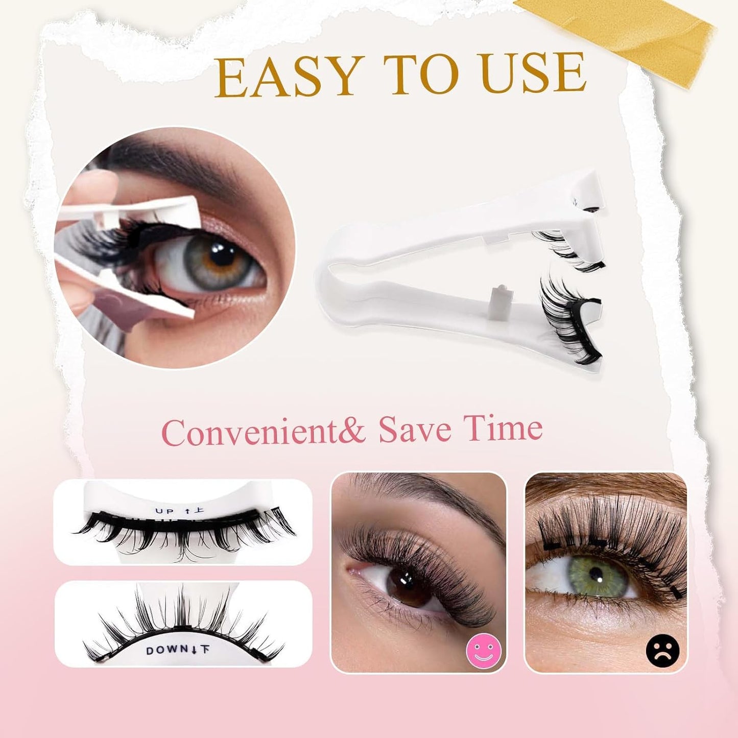 Ealra Craft Magnetic Eyelashes with Applicator,Lumentes Magnetic Eyelashes,3D Soft Flex,Reusable No Glue Needed Soft Lashes for Wmen with All-Day Wear(Natural+Fuller+Simple)