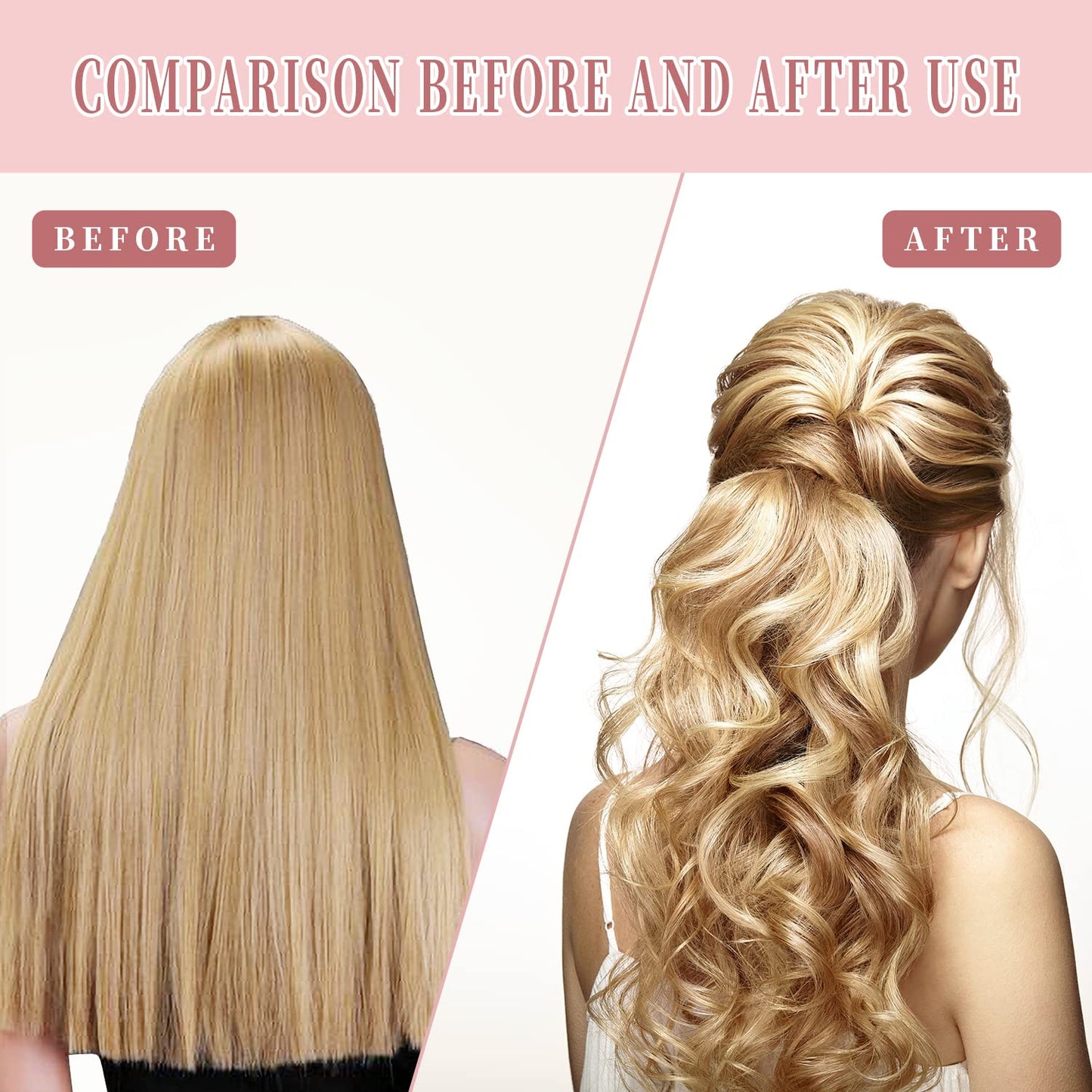 60pcs Heatless Hair Curlers Rollers Spiral and Wave Styling Kit with 2 Sets Styling Hooks,No Heat Curlers for Women Girl's Medium and Long Hair (17.8 Inch/45 cm)