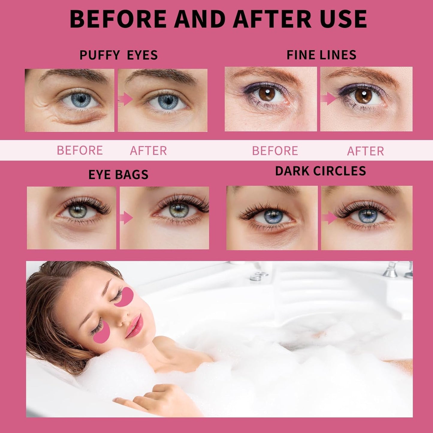 Under Eye Patches For Puffy Eyes 70PCS, Rose Under Eye Mask For Dark Circles and Puffiness, Under Eye Mask Patches Skincare, Eye Gel Pads, Eye Patches For Wrinkles, Puffy Eyes Bags Treatment Women Men