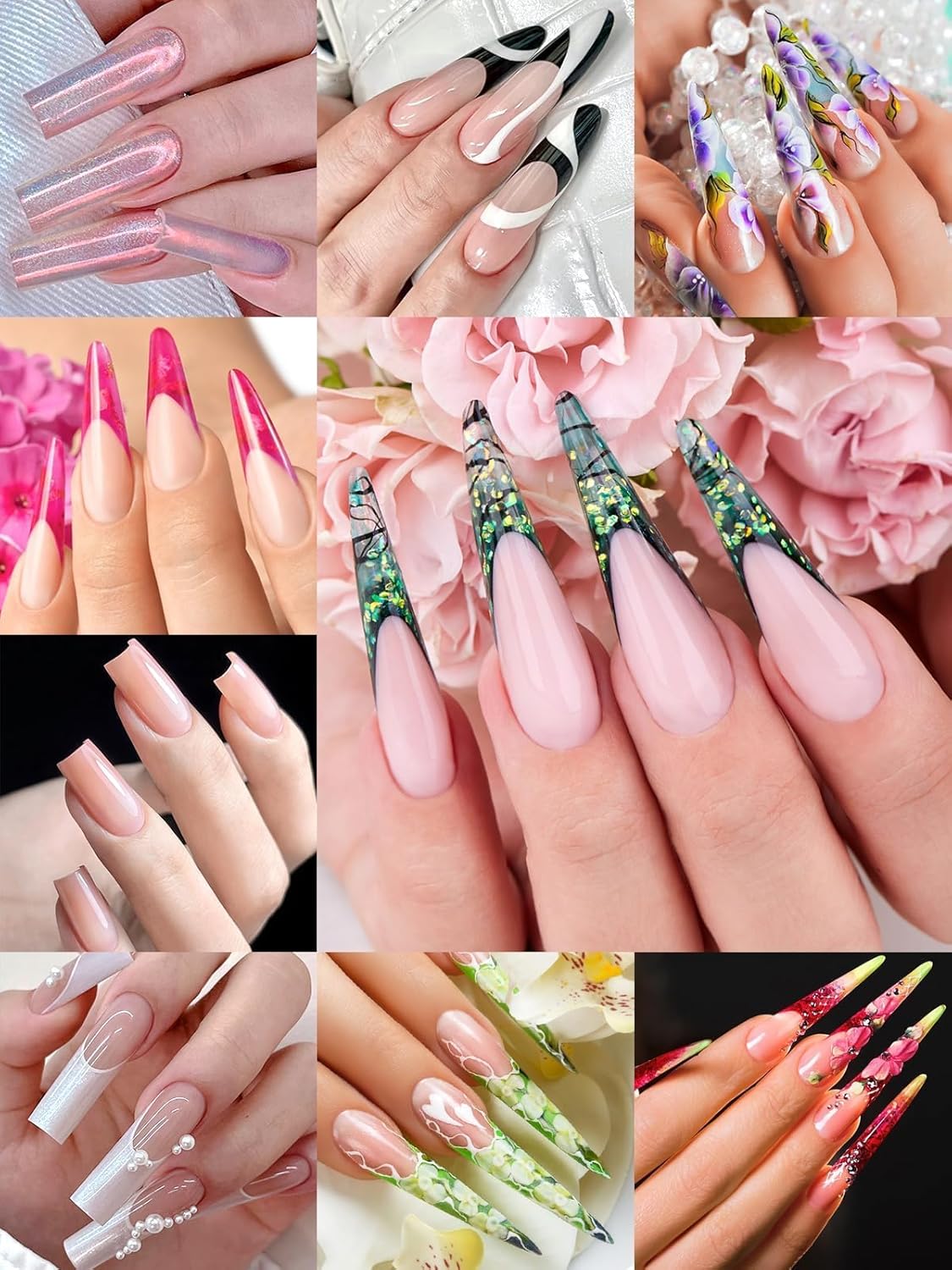 EBANKU Dual Nail Forms for Poly Extension Gel, 96 PCS Clear Nail Molds Reusable Nail Extension Forms for Builder Gel Manicure Design Salon DIY-12 Sizes