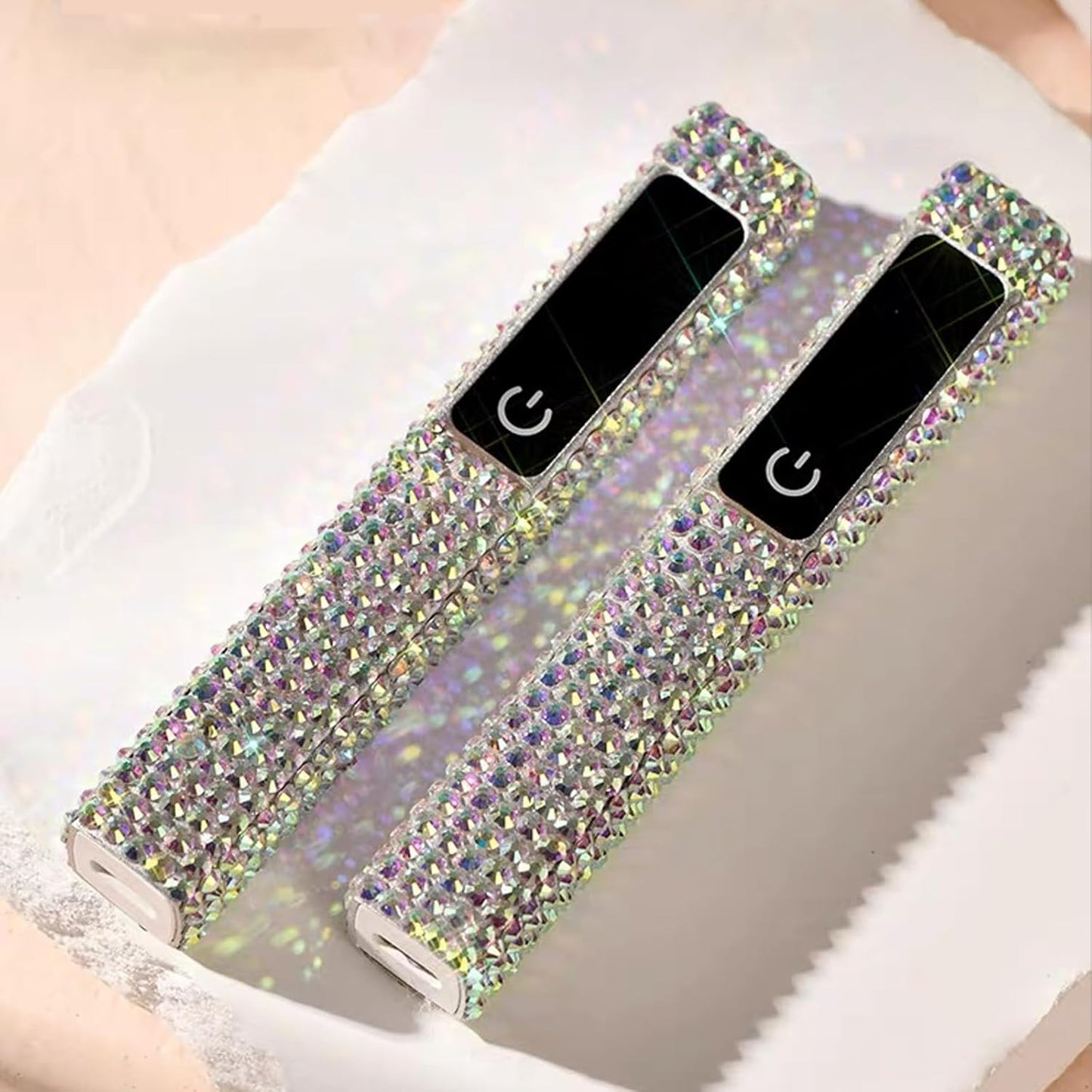 Crystal Rhinestone UV Nail Lamp, Artificial Bling Handheld UV Light for Nails, Portable Mini Nail Light with 2 Timer and LED Display, Rechargeable USB Nail Dryer for Fast Curing Gel Polish