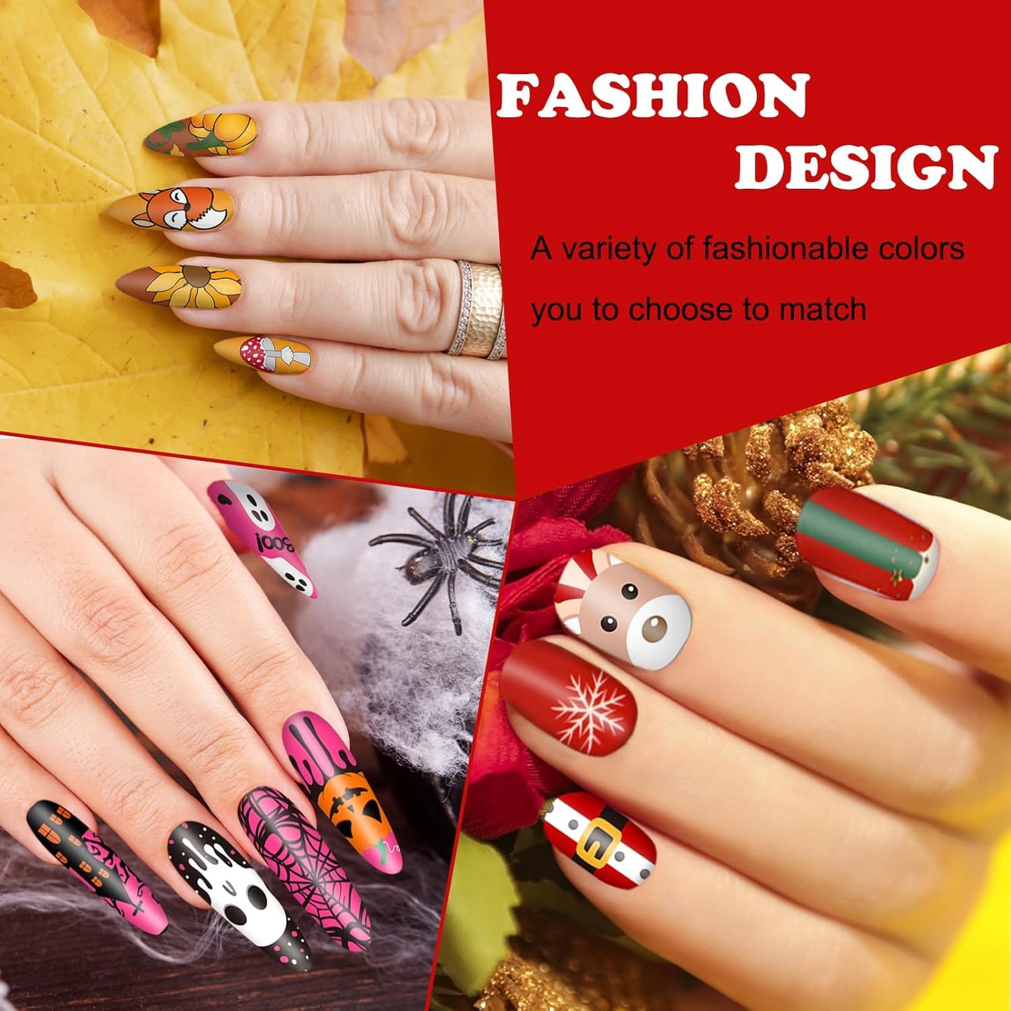 Whaline 6Pcs Fall Halloween Christmas Nail Plates Stamping Set Pumpkin Ghost Snowman Stamp Templates Nail Art Plates for DIY Print Manicure Salon Design