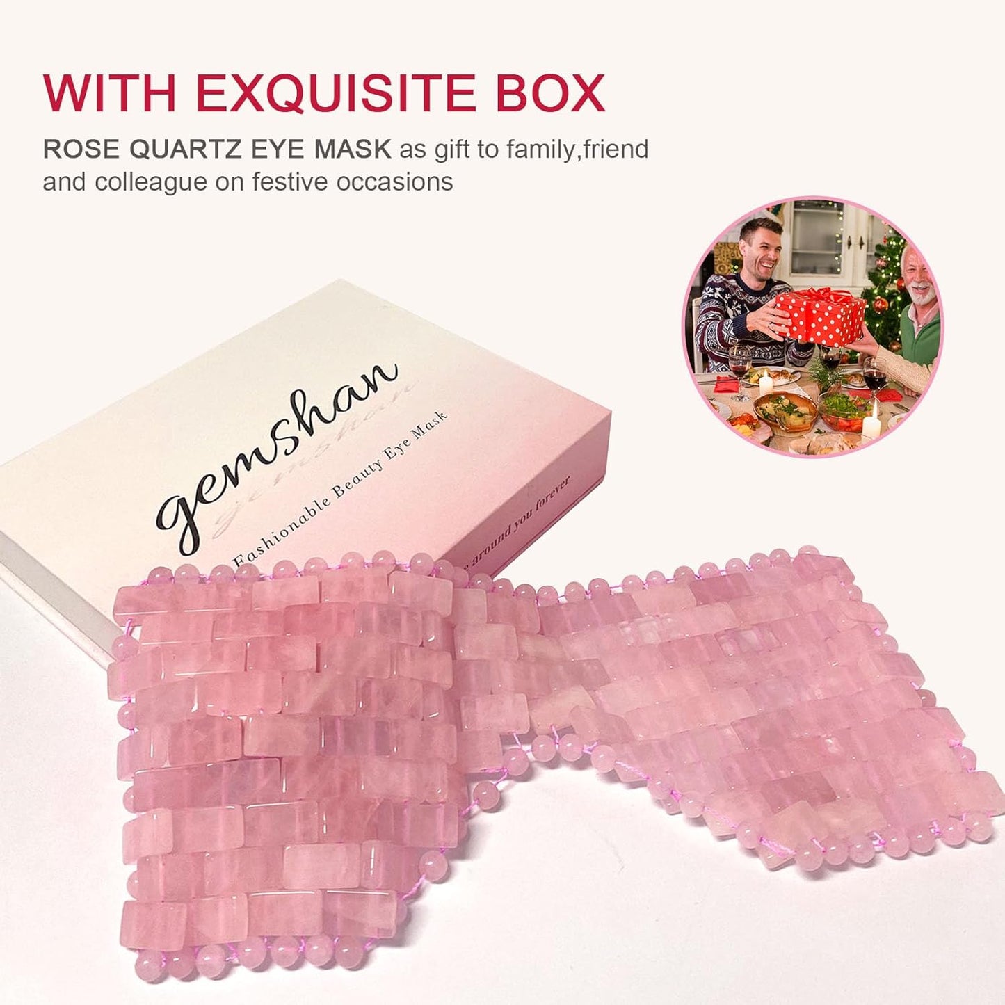 Jade Eye Mask, Rose Quartz Eye Mask,Gemstone Eye Mask Anti Aging Therapy Hot or Cold Using