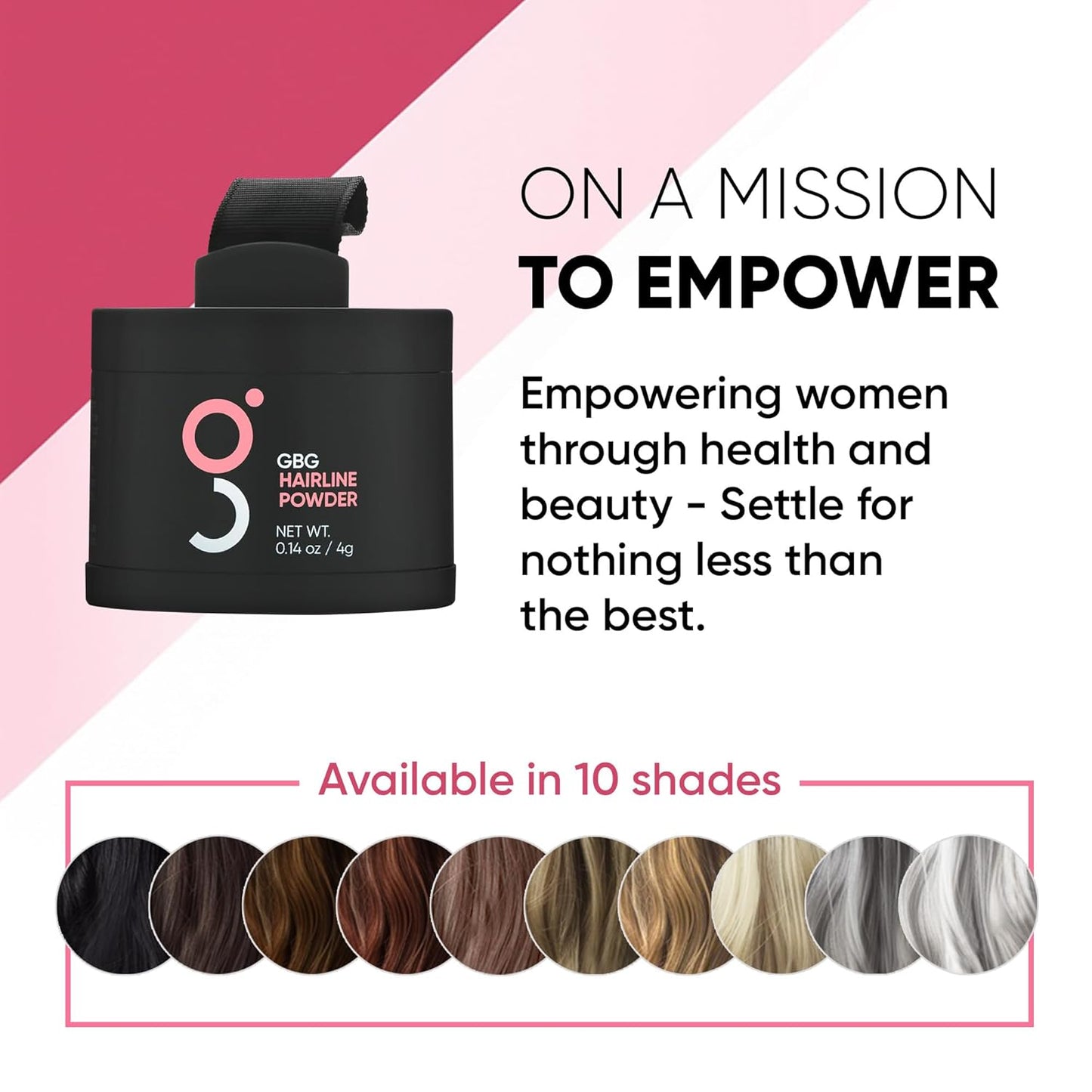 GBG Hairline Powder, Black - 48-Hour Coverage Root Touch Up Powder for Bald Spots, Instant Hair Loss Concealer & Brightening Highlights - Hair Fillers for Thinning Hair for Women & Men, 4g