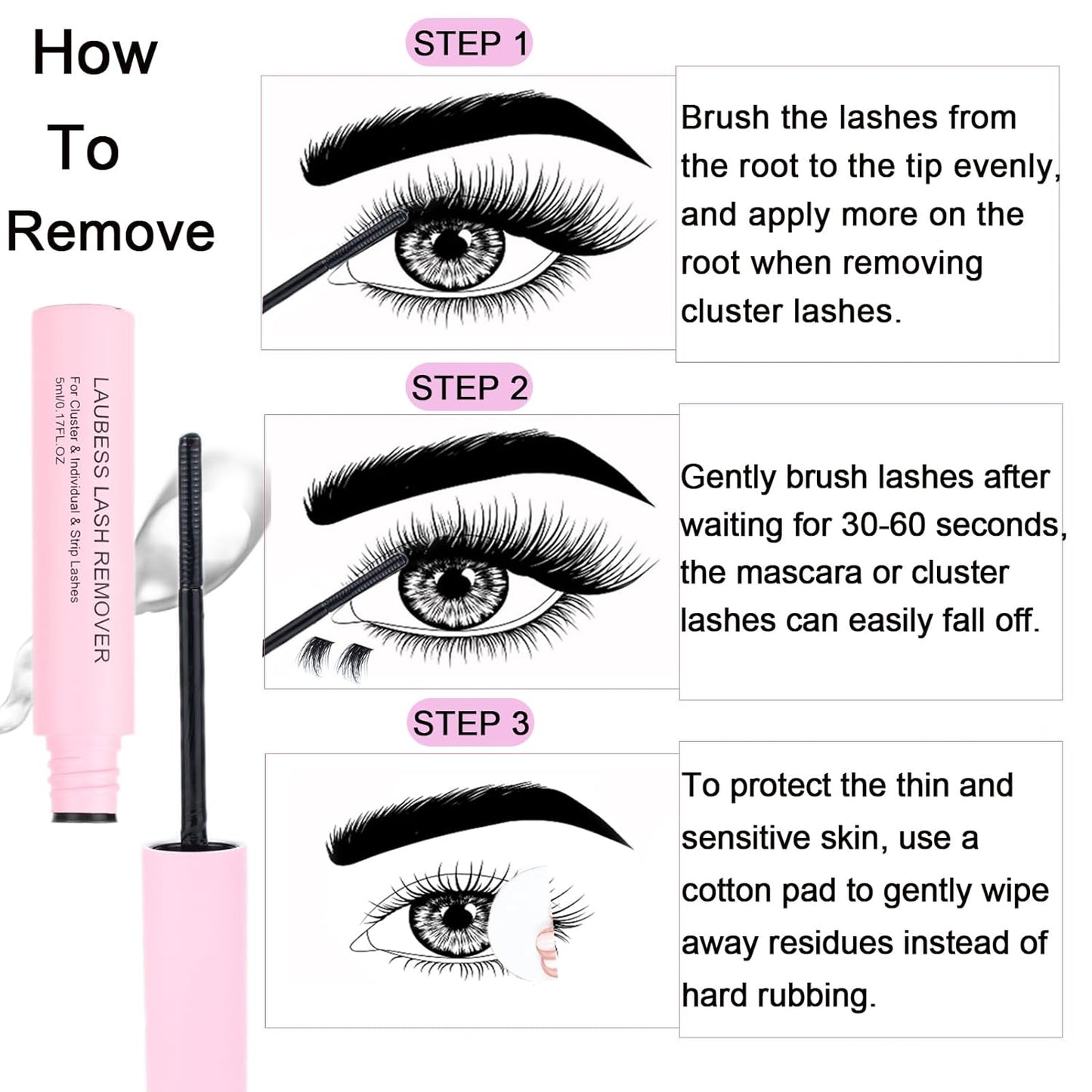 Lash Extension Kit LAUBESS Lash Clusters Kit Cluster Eyelash Extensions Kit Eyelash Clusters Lash Bond and Seal Waterproof Tweezers Brush Lash Glue Remover (Kit 60D/80D-D-Mix8-18(3D)