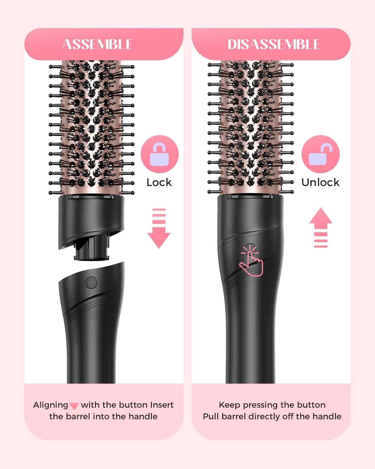 5 in 1 Wand Curling Iron Set, Hair Styling Tools with Thermal Brush and 4 Interchangeable Ceramic Barrels from 1/2 to 1 1/2 inch, Fast Heating, Dual Voltage Hair Curler, Gifts for Women