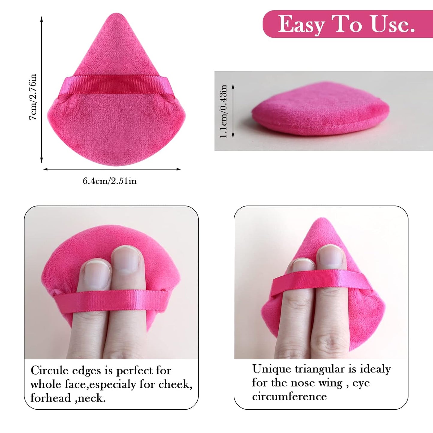 Powder Puffs Daubigny 6 Pieces Powder Puff Face Soft Triangle Makeup Puff for Loose Powder Mineral Powder Body Powder Velour Cosmetic Foundation Blender Sponge Beauty Makeup Tools(Rose Red)