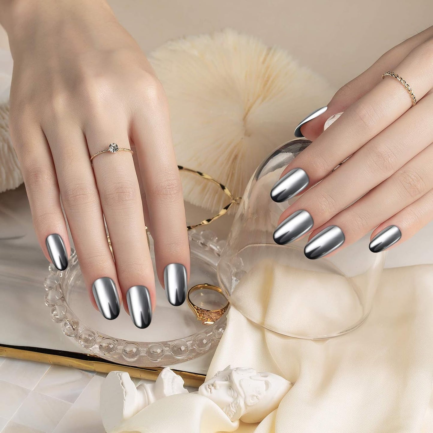 Artdone 16 Colors Chrome Nail Powder, Iridescent Aurora Powder Metallic Mirror Effect Pigment Pearlescent Mermaid Pigment Pearl Glitter Dust Kit, Nail Art Decoration, Resin Craft