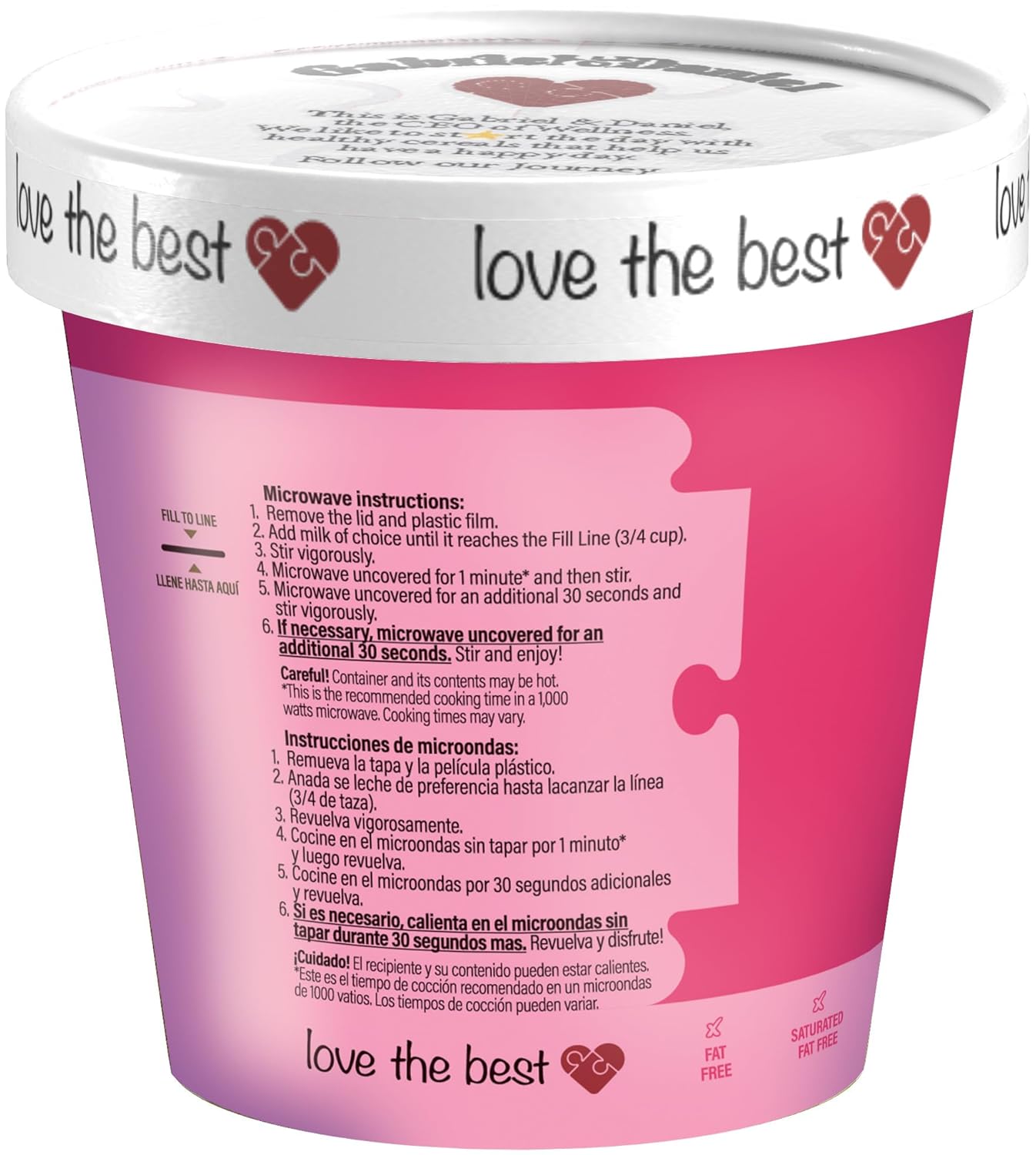 Gabriel & Daniel Organic Instant Creamy Wheat (Farina) Hot Cereal Cup – Non-GMO, Pure and Organic Breakfast Cereal – Rich in Iron & Vitamin C for a Nourishing and Quick Meal – Smooth & Creamy Texture (Pack of 6)