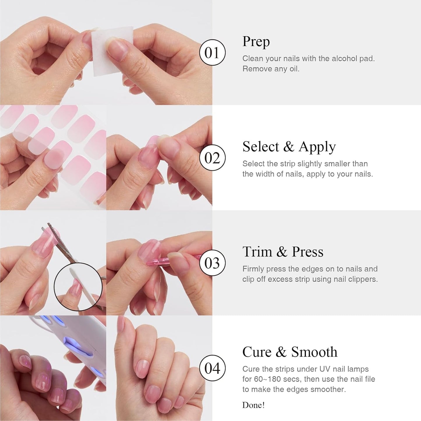 Semi Cured Gel Nail Strips, 20 pcs Gel Nail Stikers, Gel Nail Wraps Semi Cured, Salon-Quality, 2 Weeks Long Lasting, Firefly