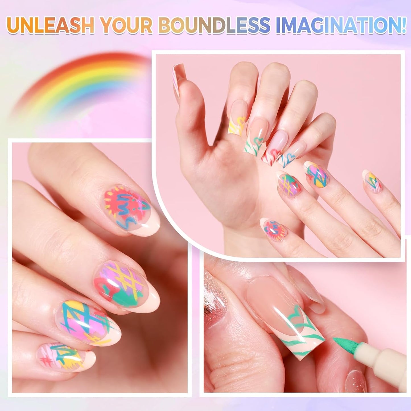 12 Colors Nail Art Pens Set, 3D Nail Color Pens, Quick-Drying Acrylic Paint Markers, Dotting Liner Brush for DIY Nail Design, Home & Salon Manicure Tools