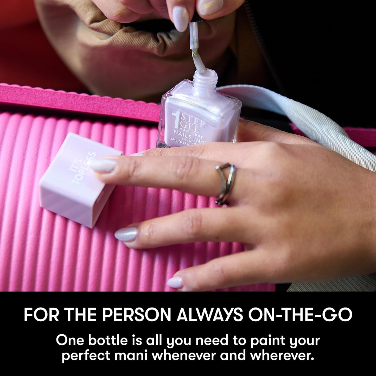 Nails Inc It's Topless Gel-Like Nail Polish, 4-in-1 Base Coat, Treatment, Color & Top Coat, Long Lasting, Strong, Chip Free Nails, Glossy Salon Quality Manicure, Air Dry Nail Polish, Renee, 0.47 Fl Oz