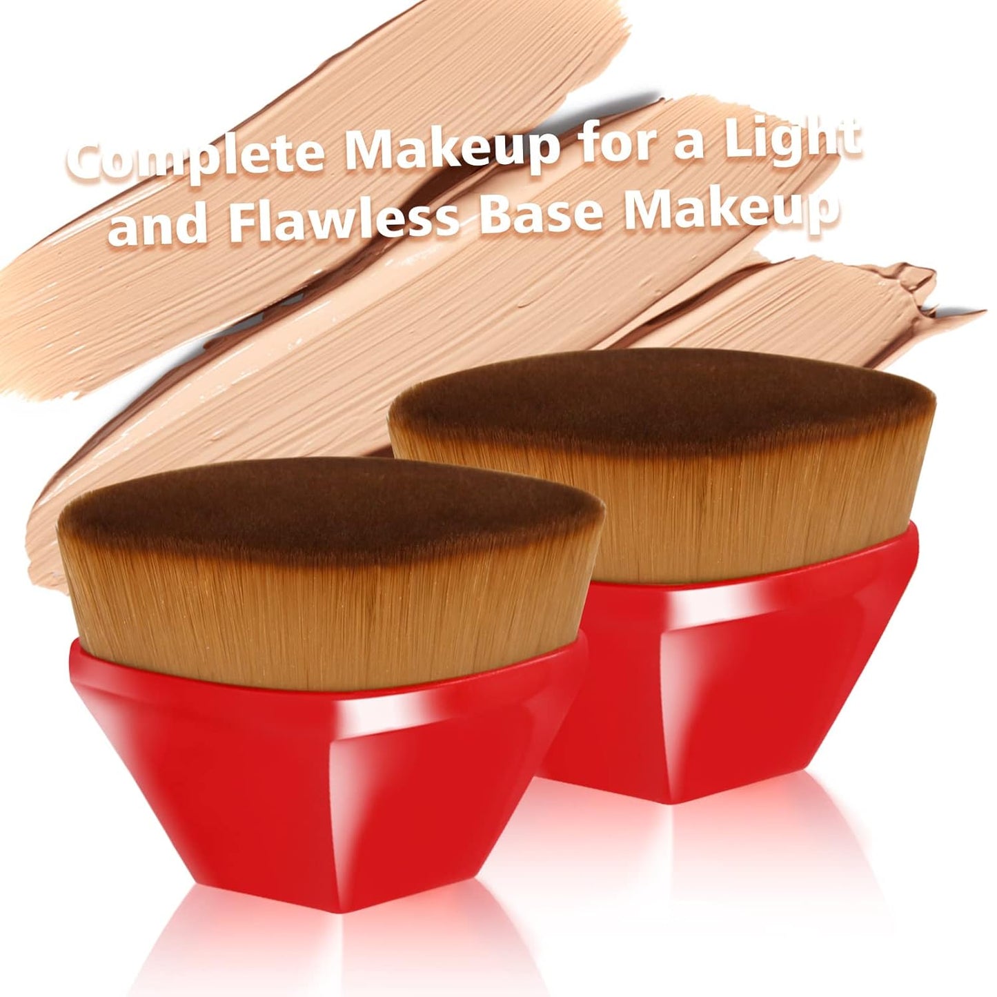 Foundation Brush, Daubigny Perfect Makeup Brush for Face Blush Liquid Powder Foundation Brush for Blending Liquid, Cream or Flawless Powder Cosmetics with Protective Case (Red)