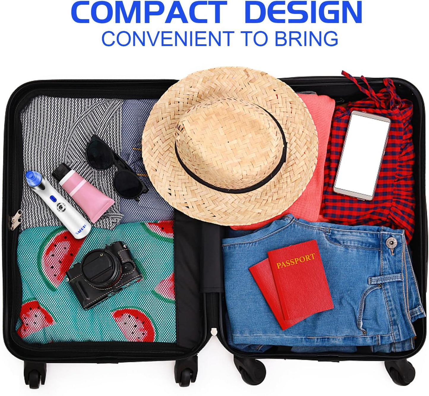 Blackhead Remover Pore Vacuum, Face Suction Pore Cleaner, 5 Suction Power Electric Blackhead Extractor Tool, 4 Probes, Blackhead Suction Remover for Women & Men(Blue)