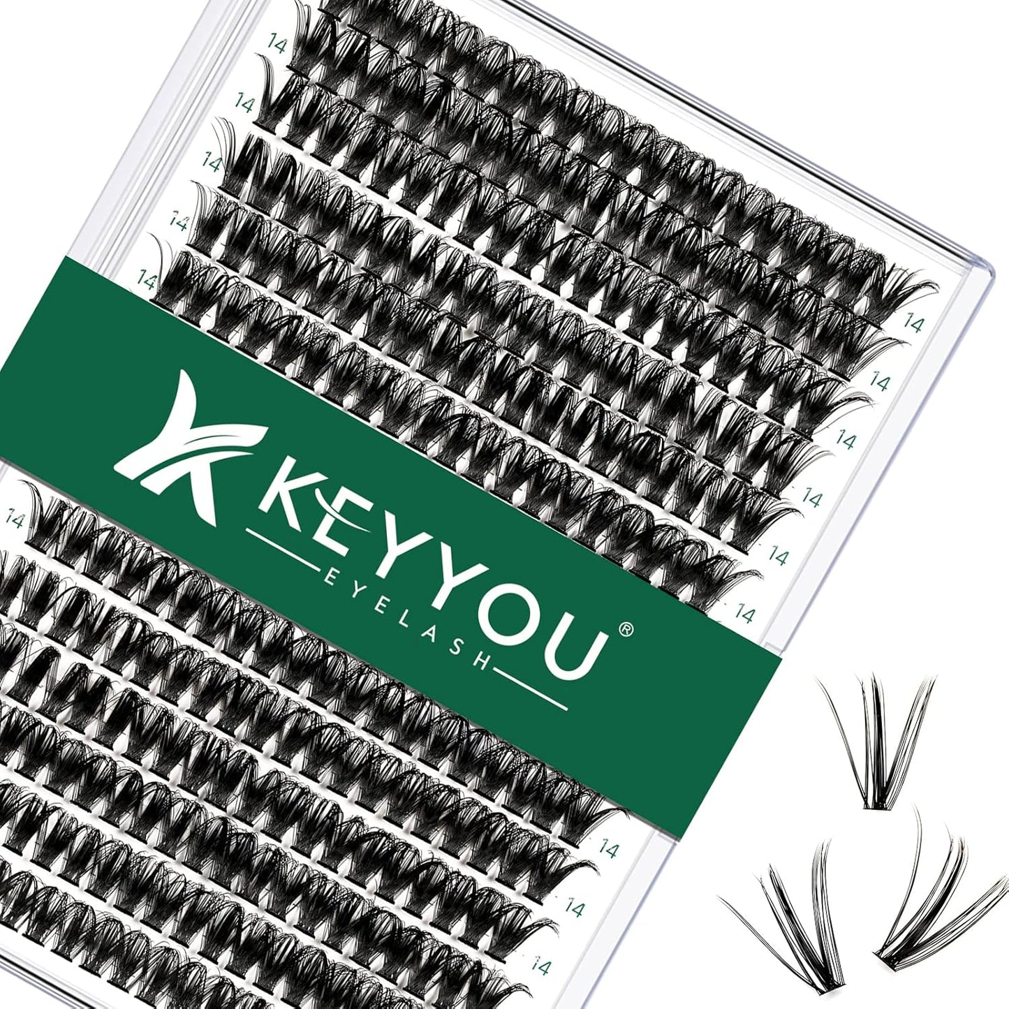 Lash Clusters 300pcs Individual Lashes 50D 0.07C Curl 13mm DIY Eyelash Extension KEYYOU Large Tray Volume Soft&Natural Cluster Lashes(50D-0.07C,13)