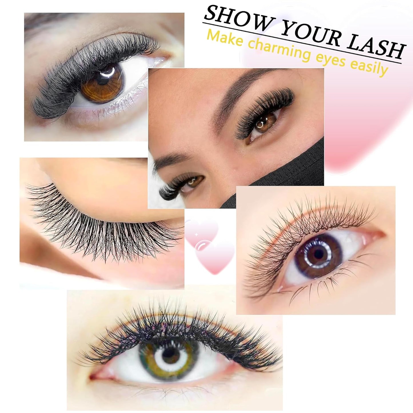 W Lash Extensions 4D Eyelash Extensions W Shape 0.07mm Thickness L Curl 14mm Premade Fans W Lashes Individual Lashes Matte Black 12 Rows False Eyelashes Volume Lashes(W-4D-0.07-L,14mm)