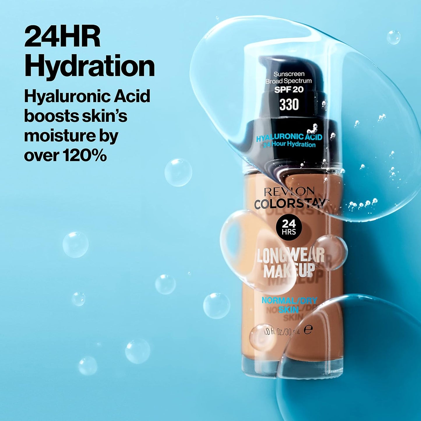 Revlon Liquid Foundation, ColorStay Face Makeup for Normal & Dry Skin, SPF 20, Longwear Medium-Full Coverage with Natural Finish, Oil Free, 295 Dune, 1 Fl Oz