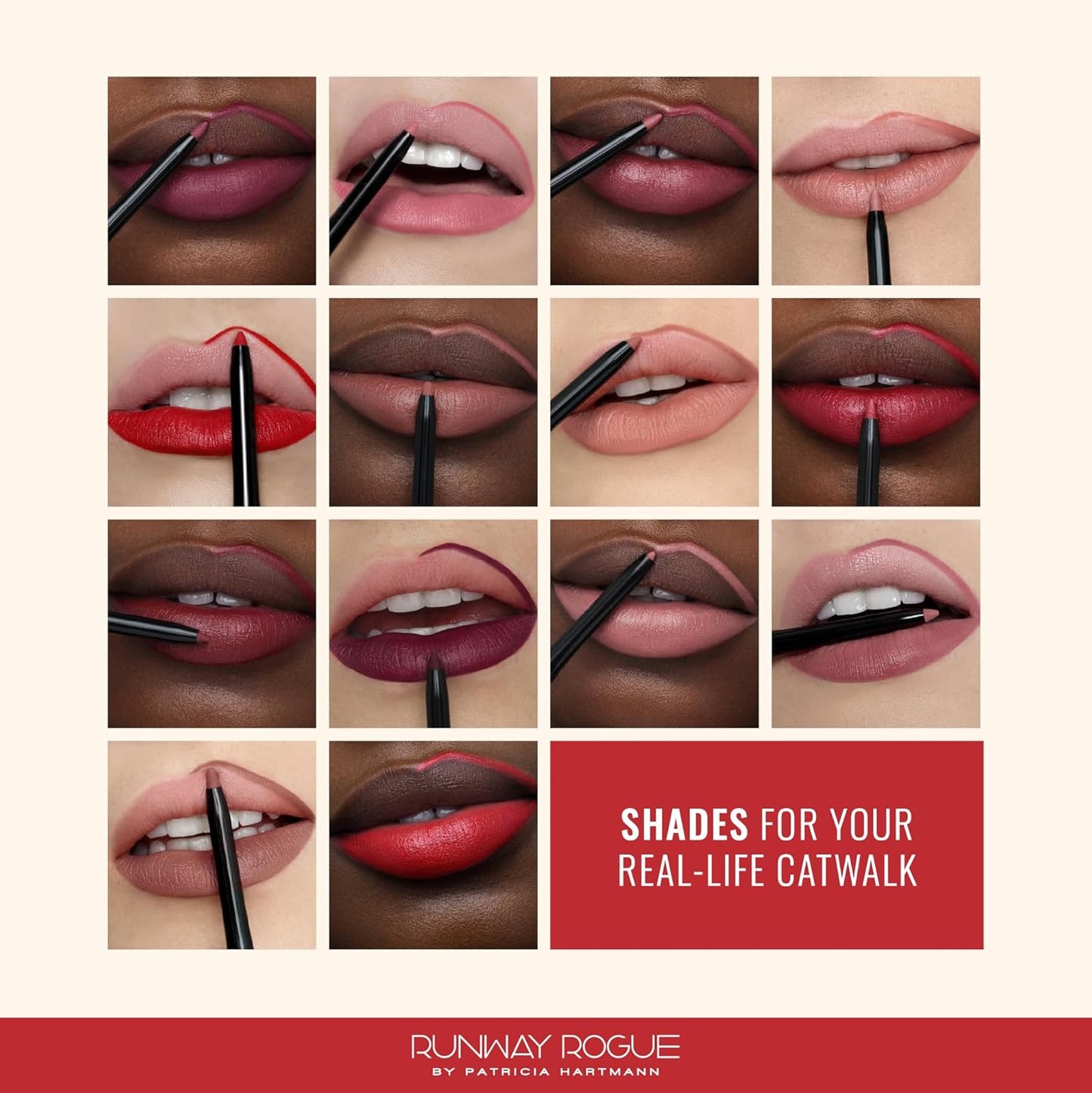 Runway Rogue Designer Liner Lip Pencil, Matte Garnet-Maroon Lip Liner Pencil and Lip Liner Sharpener, ‘Get the Look’