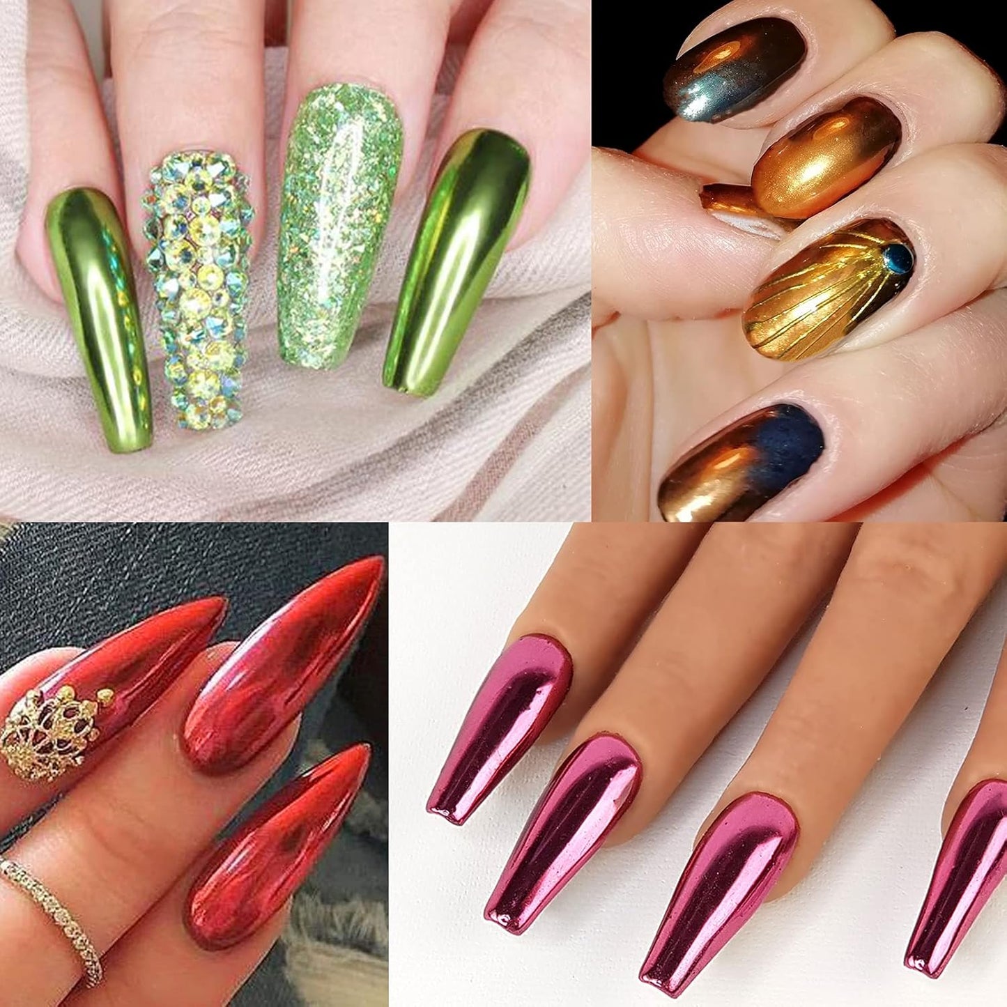 6 Box Chrome Nail Powder, Chrome Effect Nail Powder Set, Shiny Nail Glitter Powder with Magic Mirror Effect for Nail Art Design Decoration(Fluorescent Color Series)