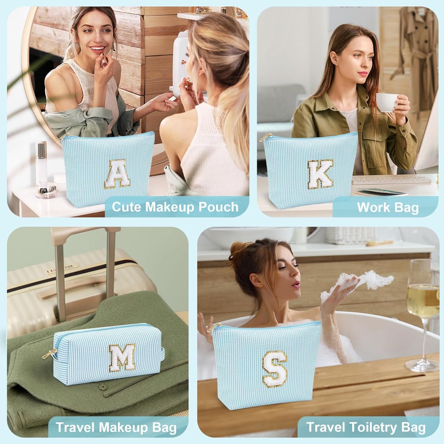 YOOLIFE Personalized Gifts for Women, Travel Makeup Bag Cosmetic Bag Skin Care Bag Cute Makeup Bag Sister Wife Friend Engagement Wedding Gifts for Women Tween Girls Trendy Stuff Thank You Gift N