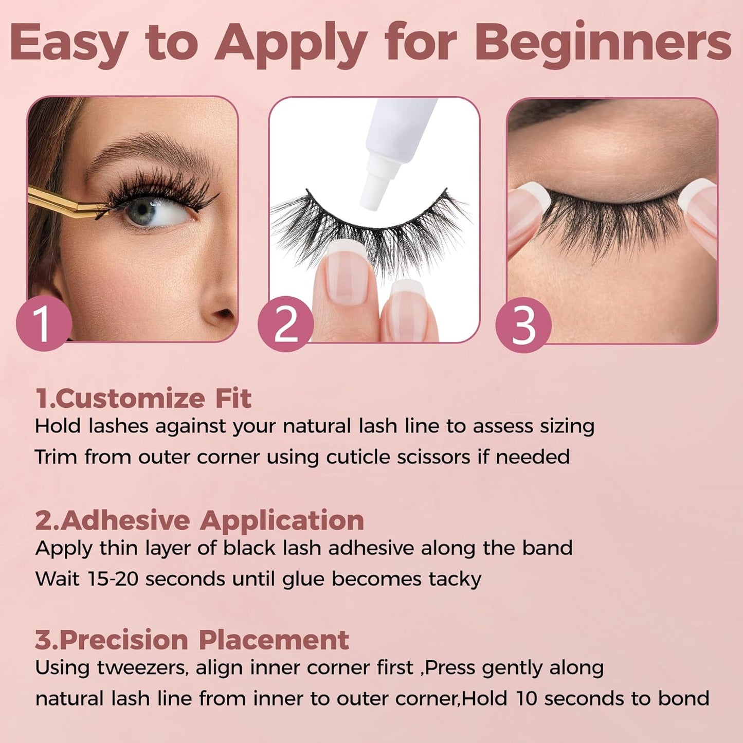 Fluffy Wispy Eyelashes 7 Pairs Natural Look Faux Mink Strip lashes, Lightweight D Curl Cat Eye Fake Lashes for Daily Wear, Reusable Eye Makeup Set