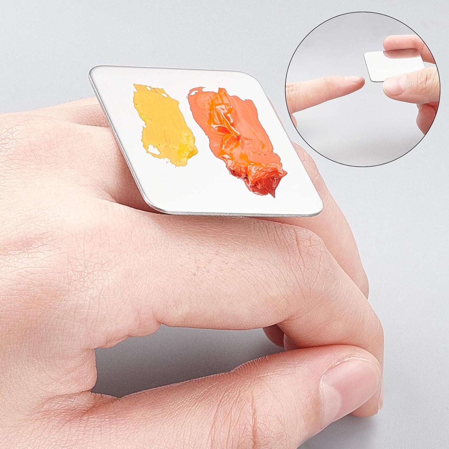 OLYCRAFT 6PCS Stainless Steel Makeup Palette Mini Ring Palette with Spatula Tool Makeup Palette Tools for Nail DIY Art Design Paint Color- 1.7 x 1.3 Inch