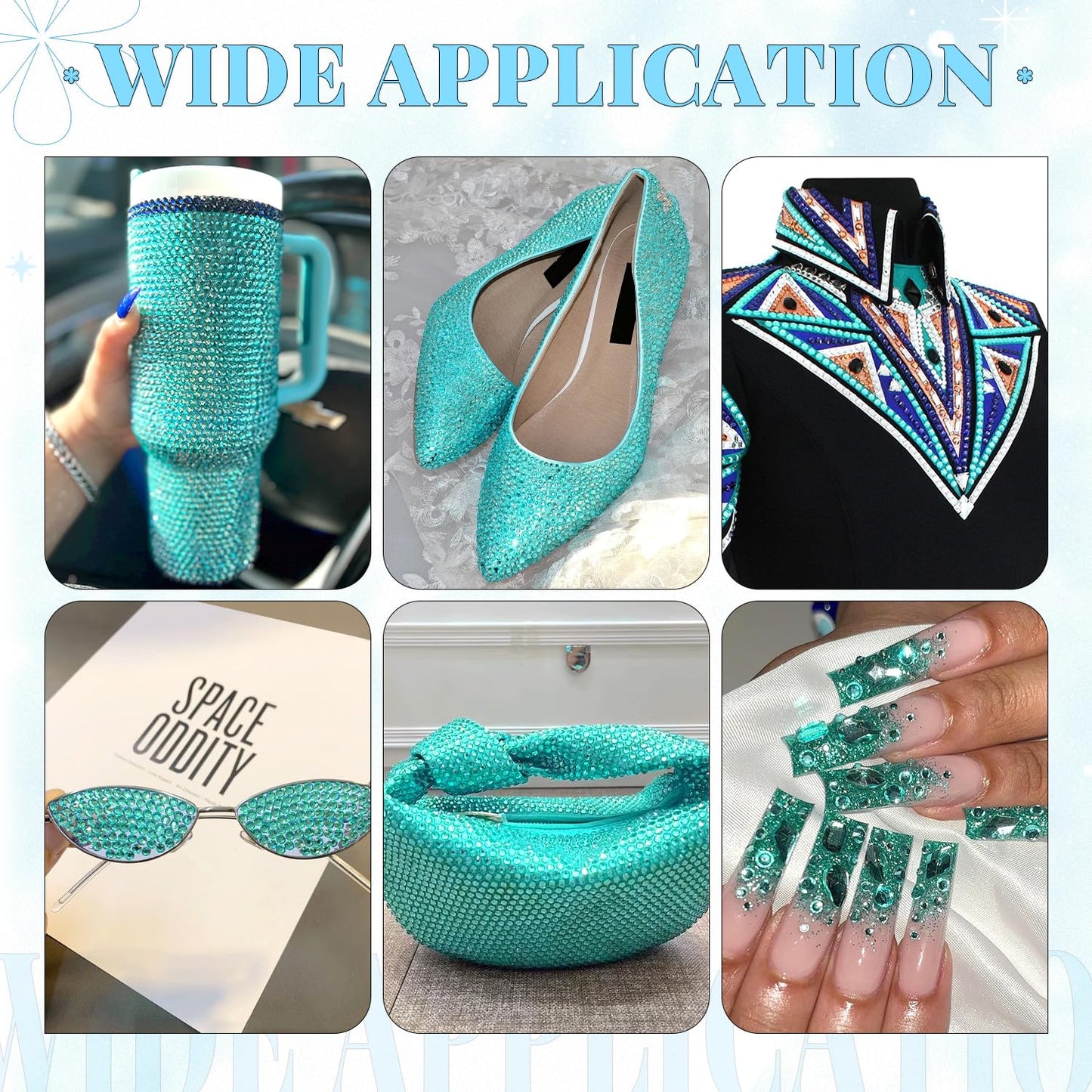 6000Pcs Resin Rhinestones for Bedazzling with 3Pcs B7000 Jewelry Glue, 1 Box Aquamarine Flatback Rhinestones for Crafting Crafts DIY, Crystals Gems for Clothing Shoes Tumblers Nail Art Makeup