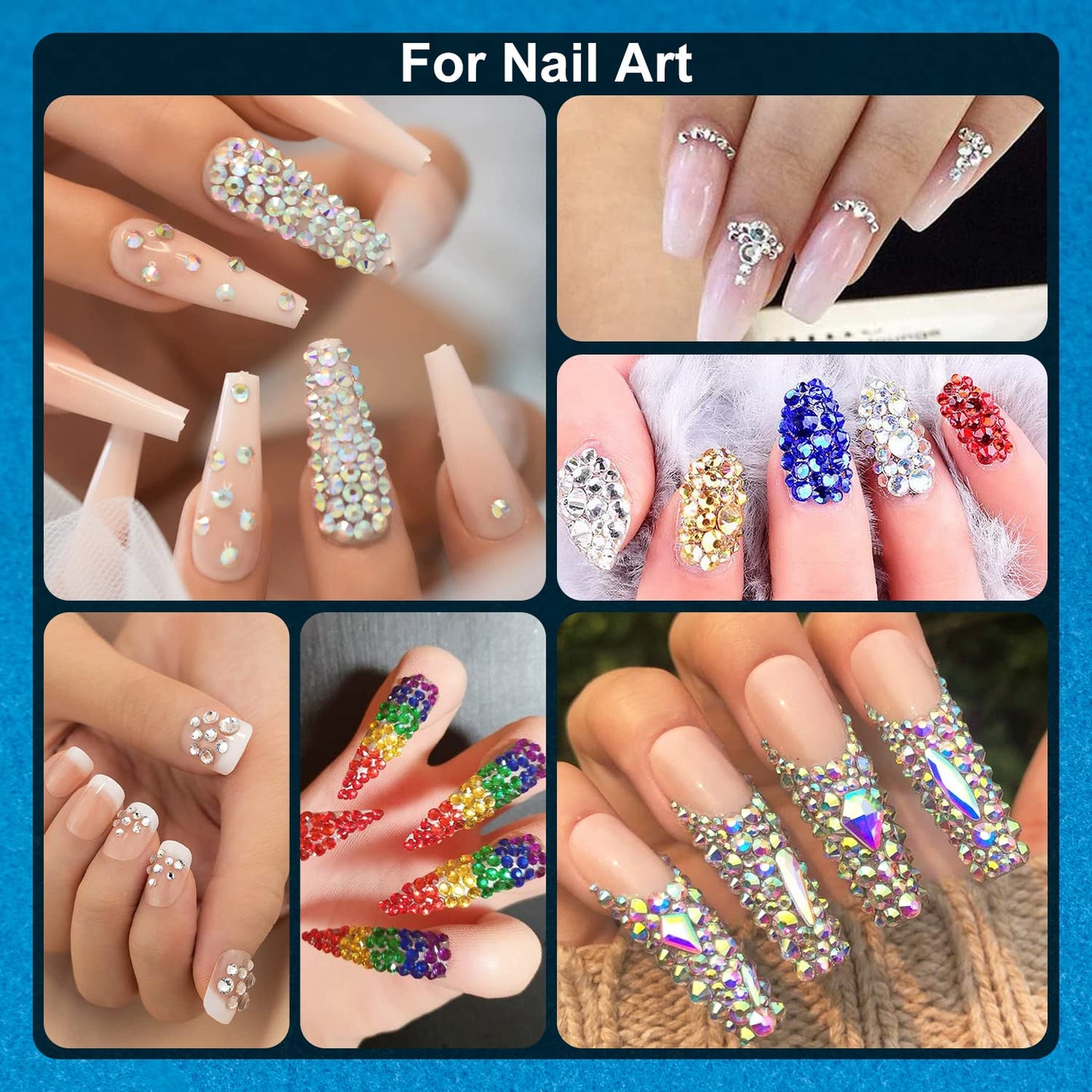 Nail Art Rhinestone Glue Gel&2 Boxes Flatback Gems Kit, 1 Tube of 15ml Rhinestone Gel Glue(UV/LED Needed)+Crystal AB Gems with Pickup Tools