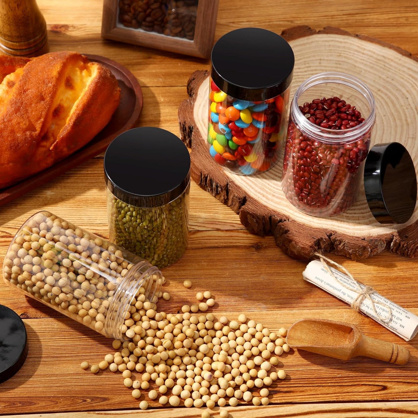 Patelai 4 Pieces Round Wide-mouth Leak Proof Plastic Container Jars with Lids for Travel Storage Makeup Beauty Products Face Creams Oils Salves Ointments DIY Making(12 Ounce,Black)