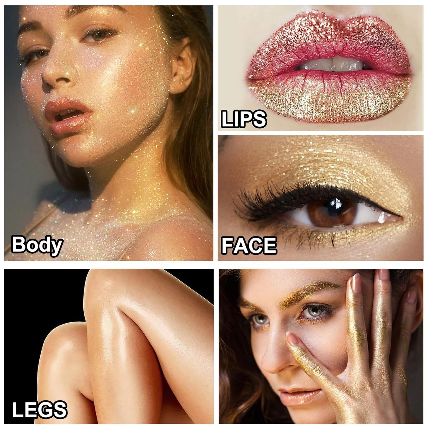 Body Shimmer Oil 100ml, Moisturizing Long Lasting Body Luminizer Face Brightener, Waterproof Liquid Illuminator, Shimmer Glow Highlighter Summer Glowing Tan Makeup (#02 Gold)