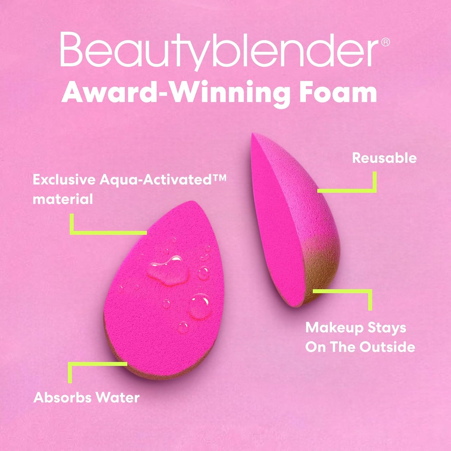 Beautyblender® | Original Pink Beauty Blender 2-Piece Bundle for Blending Foundations, Powders, and Creams, Super-Soft Foam for Streak-Free Application, Made in the USA, Reusable, Washable