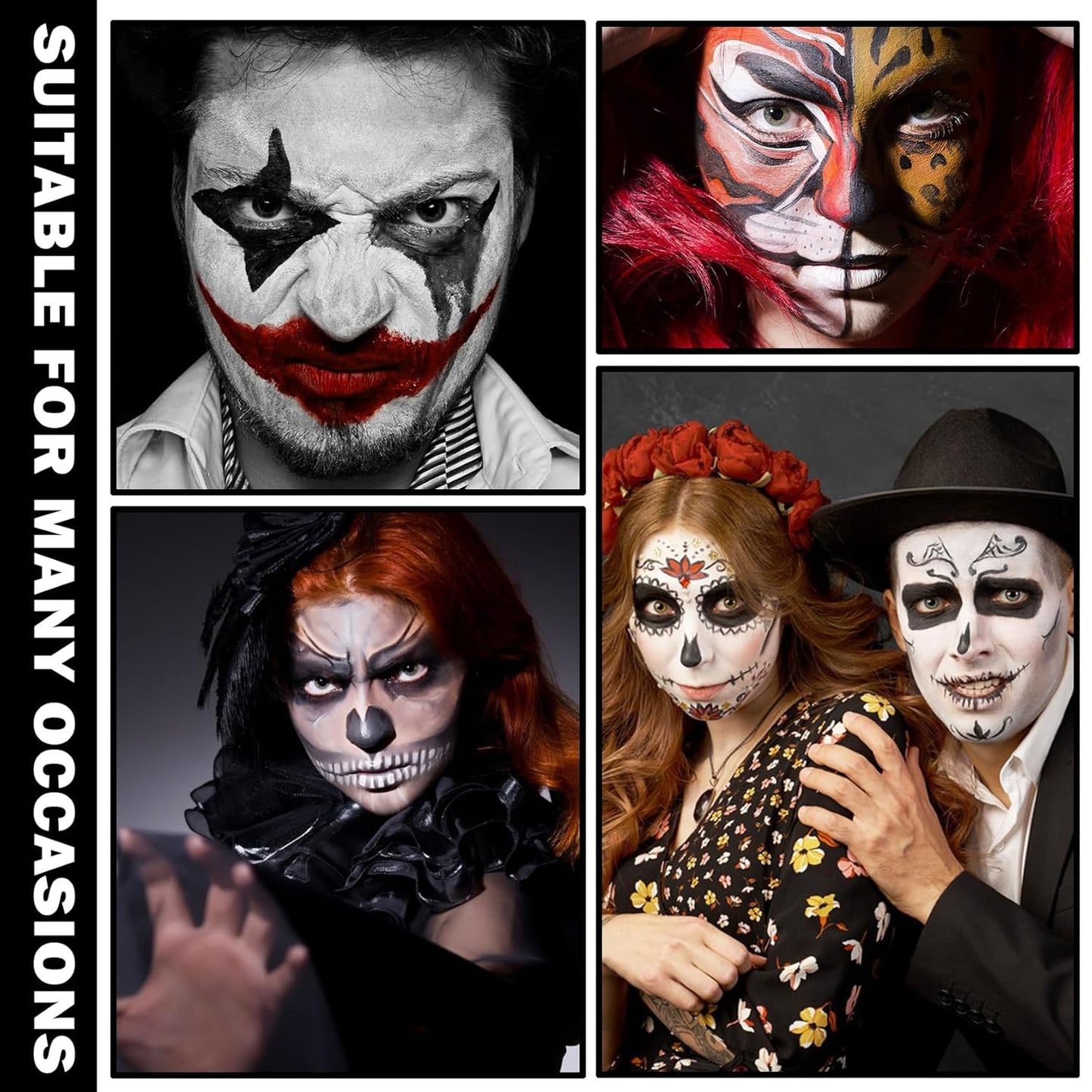 Clown Makeup Kit,Black White Red Face Paint Professional Adult Body Paint Kit for Halloween SFX Special Effects Makeup Kit