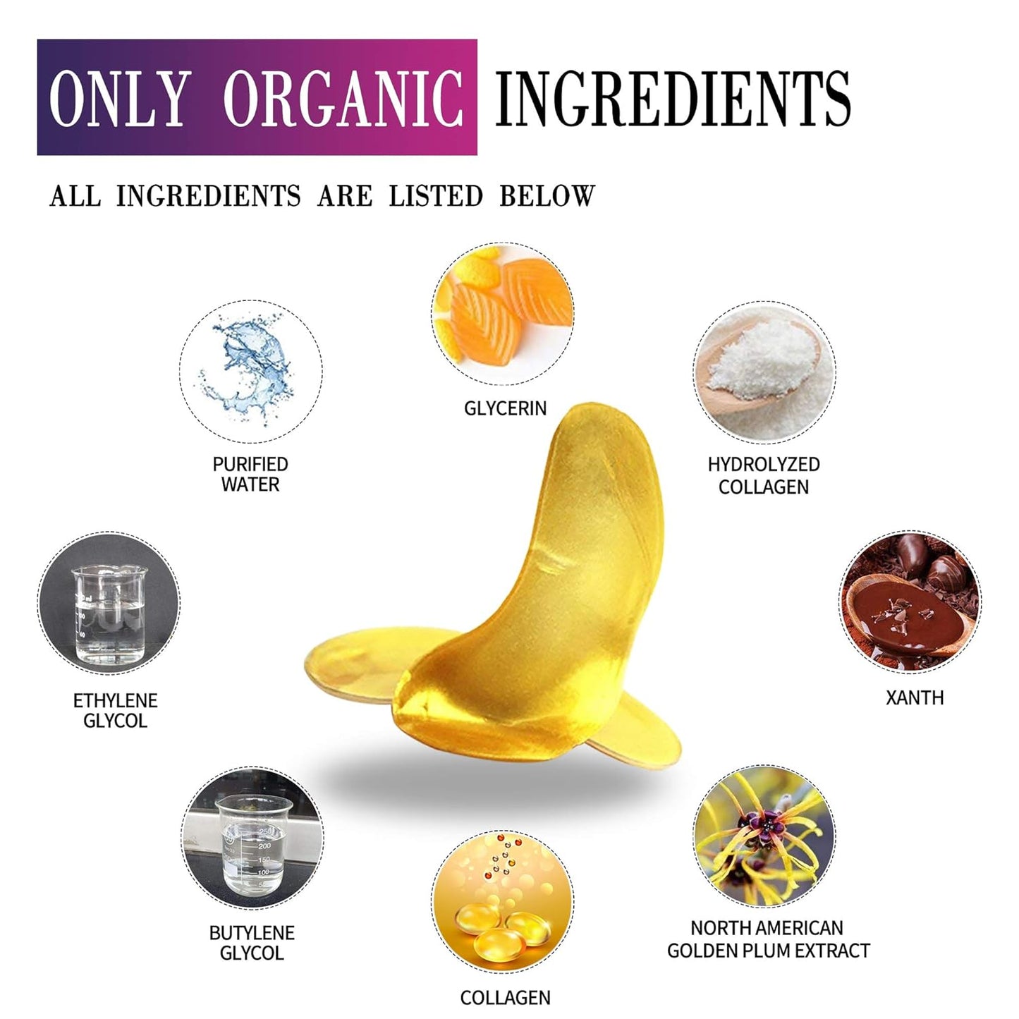 24K Gold Powder Gel Collagen Eye Masks Sheet Patch, Remove Bags,Dark Circles &Puffiness,Reduce Wrinkle,Moisturising,Hydrating for Blackheads (10 Pairs)