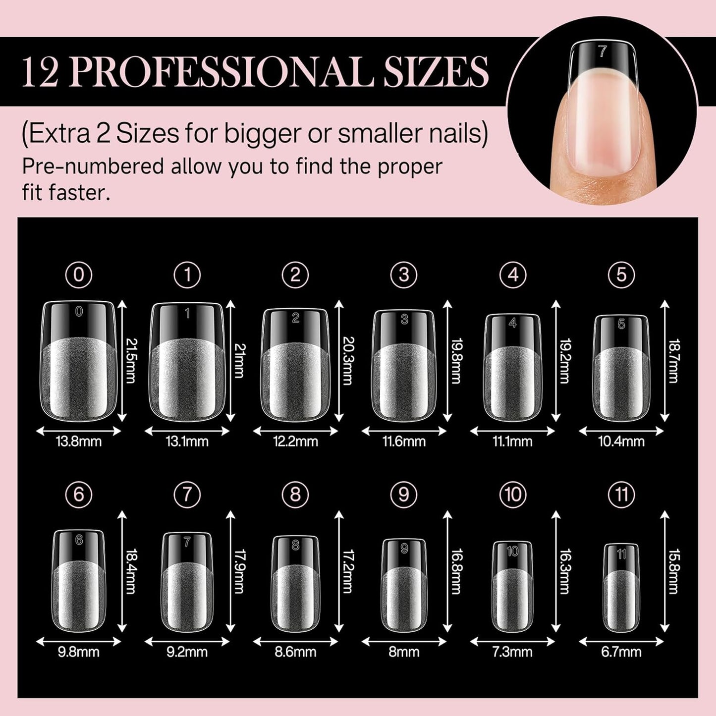 Short Square Nail Tips Matte Short Square Gel Tips 504pcs Clear Nails Full Cover Acrylic False Nails Tips for Gel Nail Extensions 12 Sizes Saving Gelly Tips, Luckyfairy