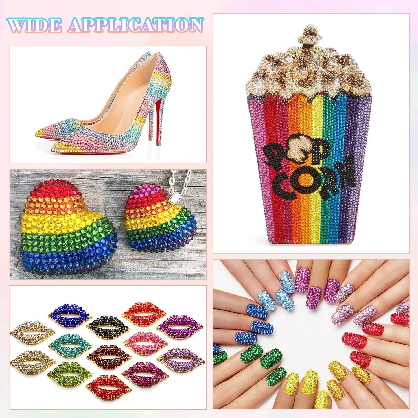 6600Pcs Resin Rhinestones with 3Pcs B7000 Jewelry Glue for Crafting, Multicolors 5mm Non Hotfix Flatback Gems, Bedazzling Crystal for DIY Crafts Clothing Tumblers Mugs Shoes Fabric Decor Nail Art