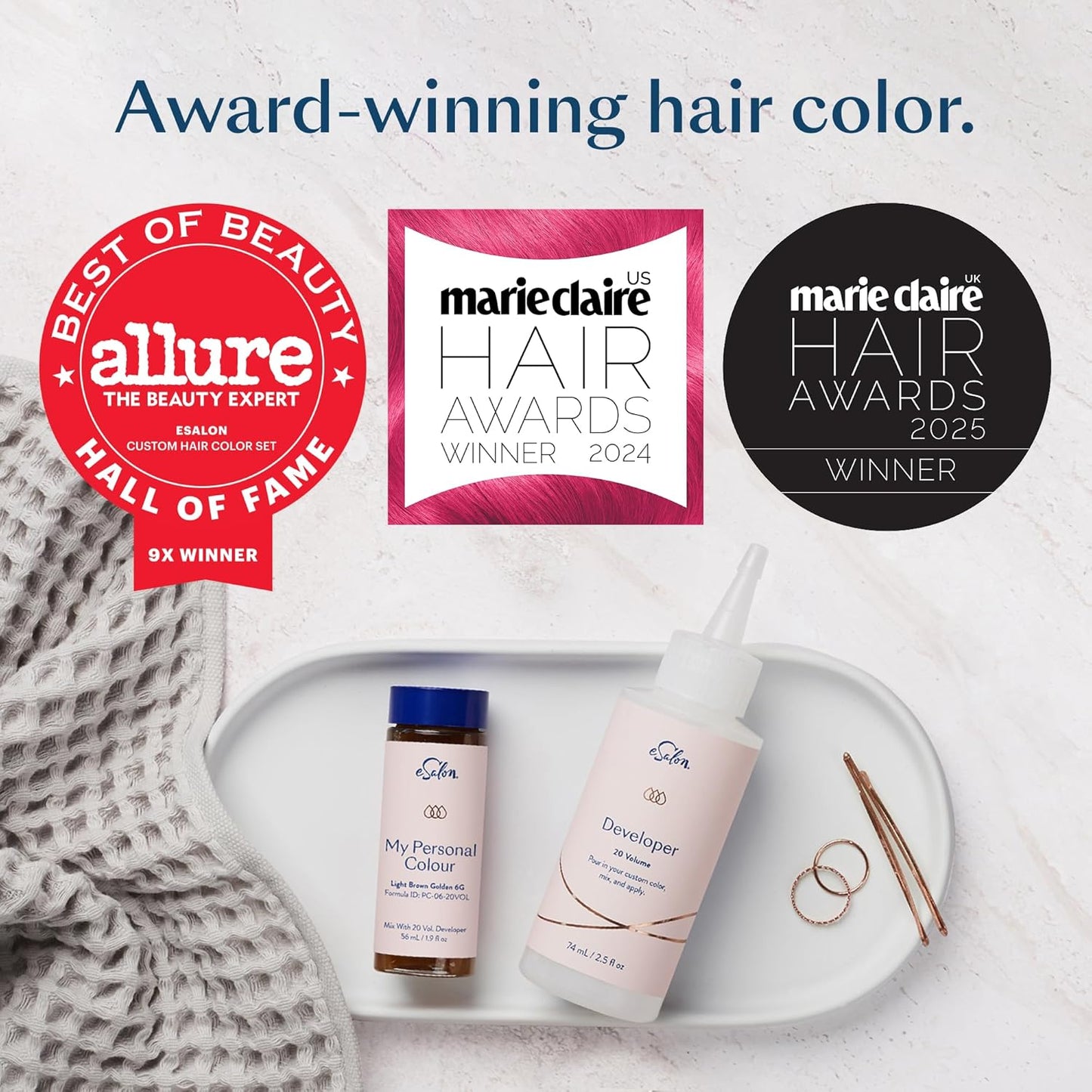 eSalon Permanent Hair Color & Hair Dye - Light Brown - Professional-Grade Ammonia-Free Personal Colorist for Up To 100% Gray Coverage on All Hair Types